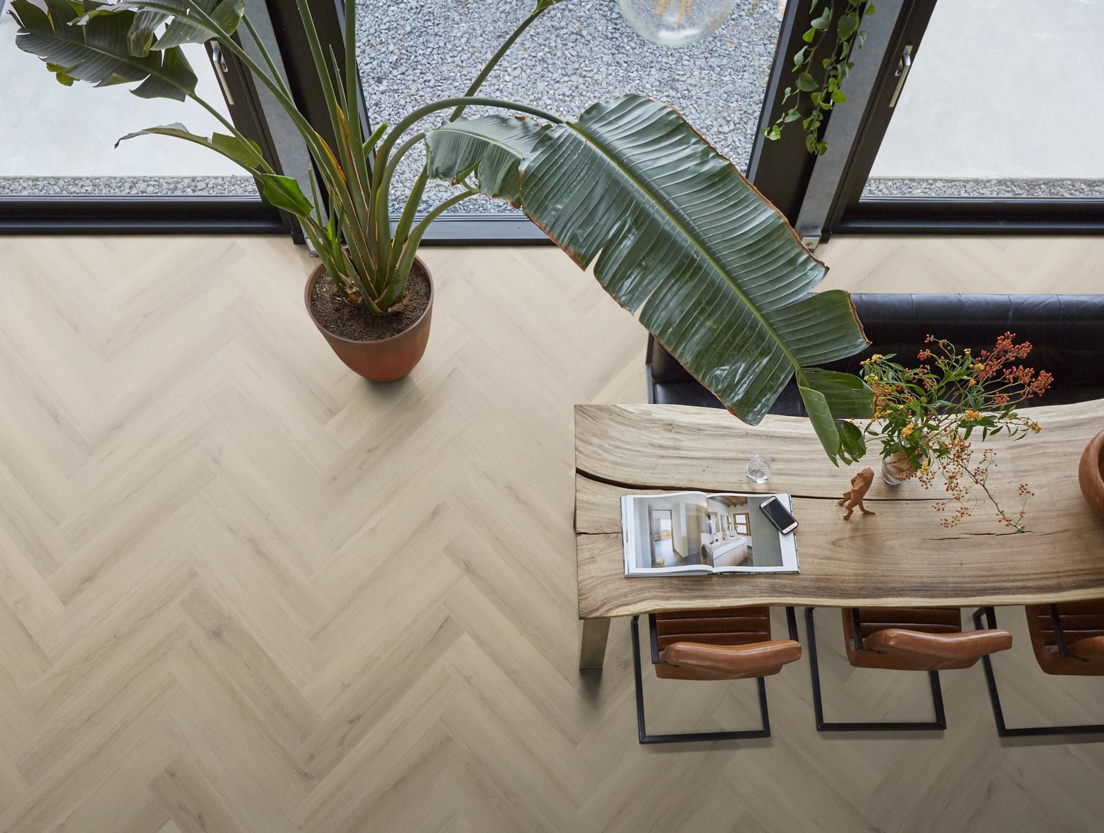 YUP XL Greenford herringbone dryback beige - PVC vloer, visgraat (foto 3)