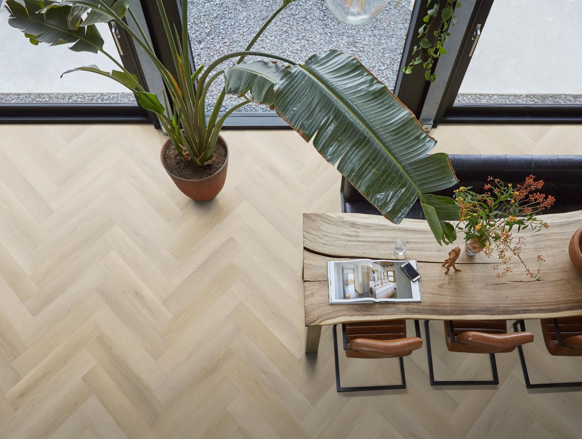 YUP XL Mayfair herringbone click SRC light oak - PVC vloer in bruin, visgraat (foto 2)