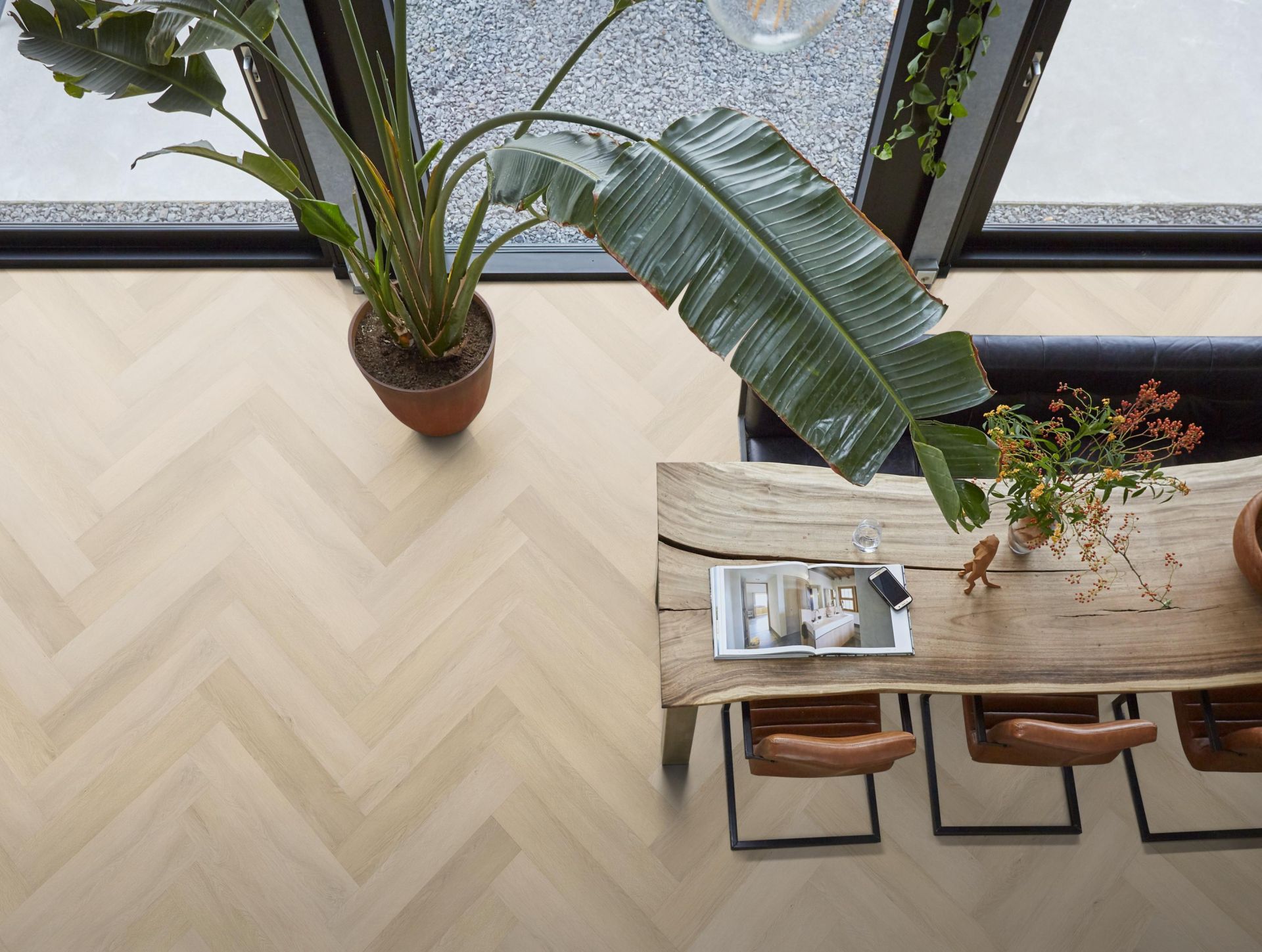 YUP XL Mayfair herringbone click SRC natural - PVC vloer in bruin, visgraat (foto 2)