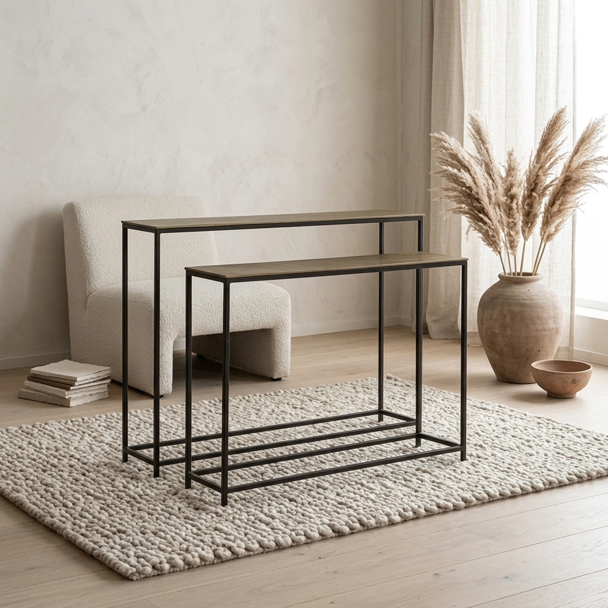 Baku wandtafel set van 2, Brass antique - My Sons