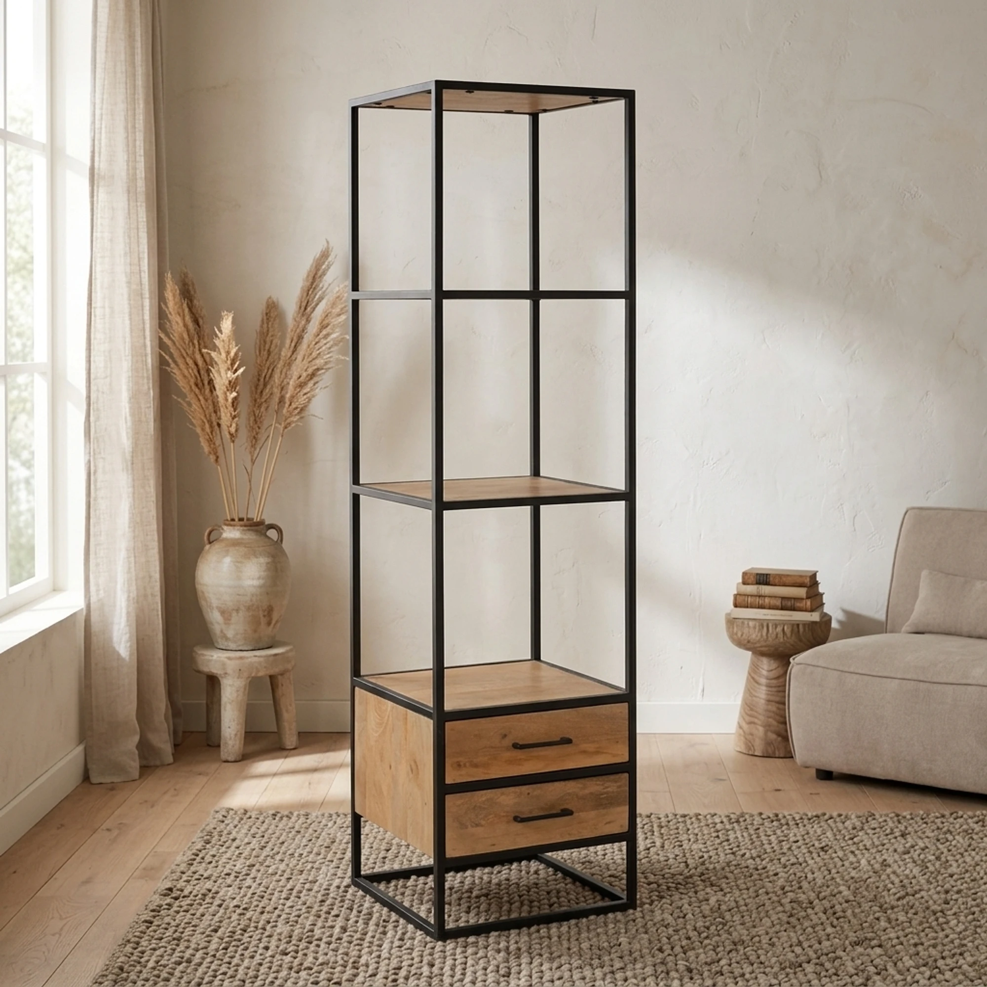 Bücherregal Dakota 2 Schubladen | 55 cm