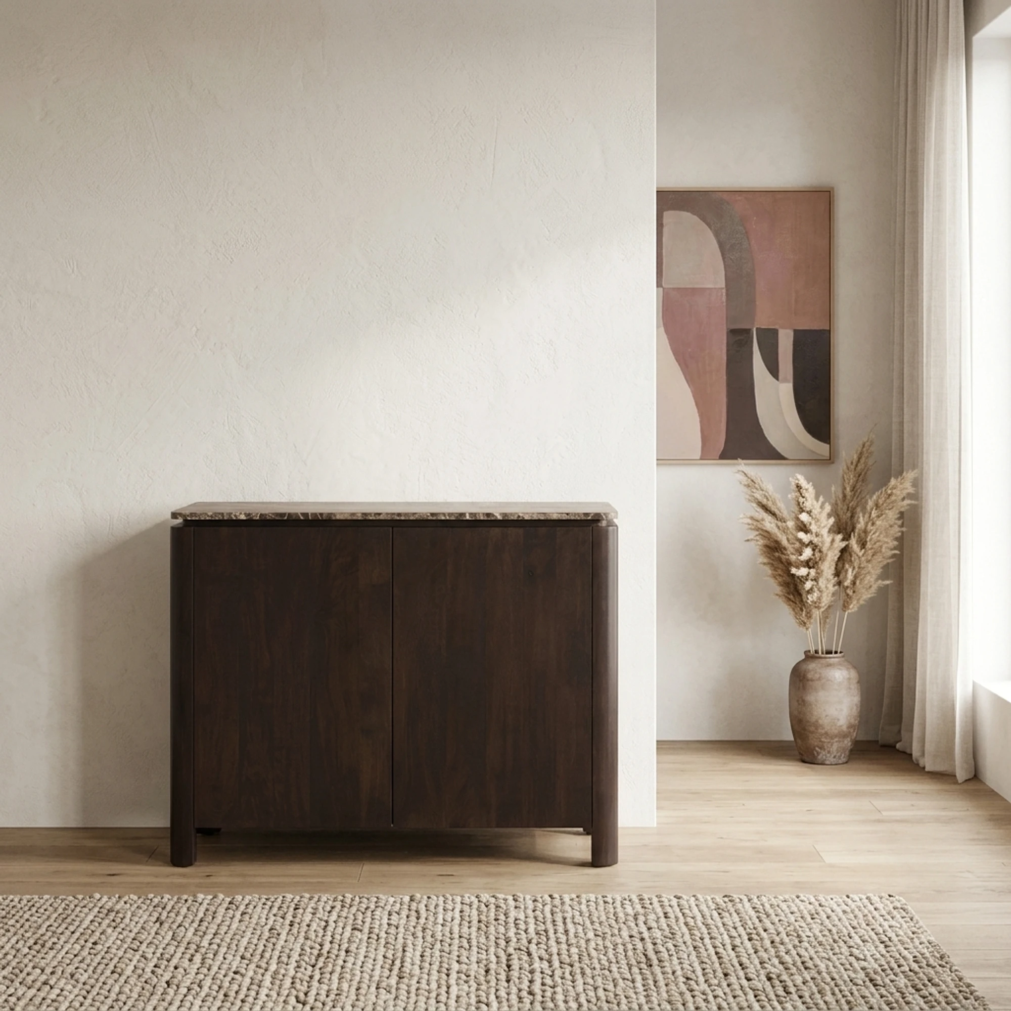 Oberteil Sideboard Dallas Braun Marmor 100 cm