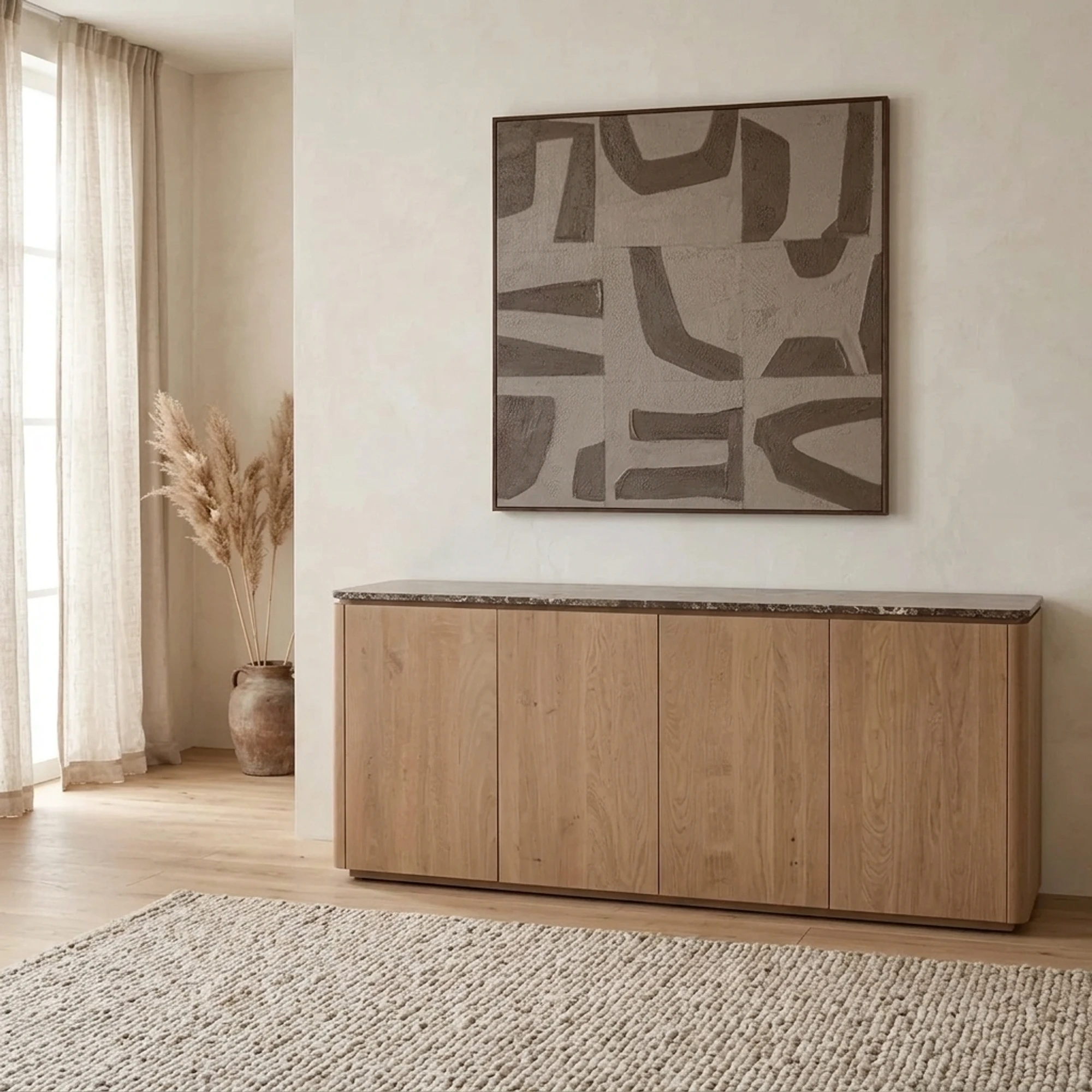 Oberteil Sideboard Dallas Braun Marmor 165 cm
