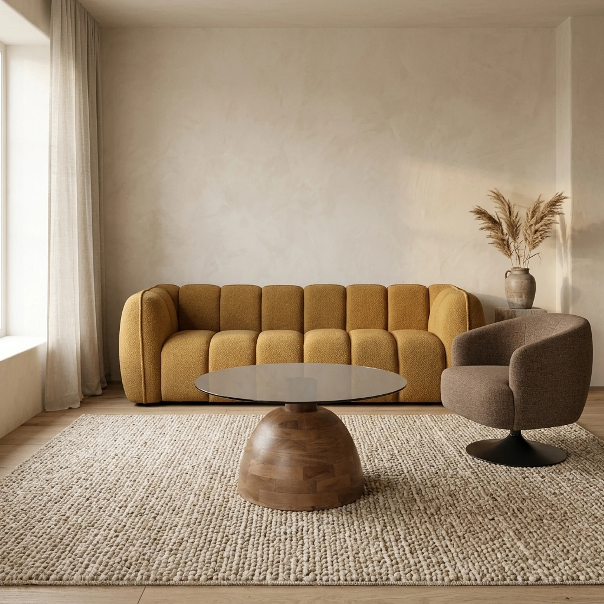 Christian salontafel Ø78, H42, Mango Matt Walnut, Smoke glass - My Sons