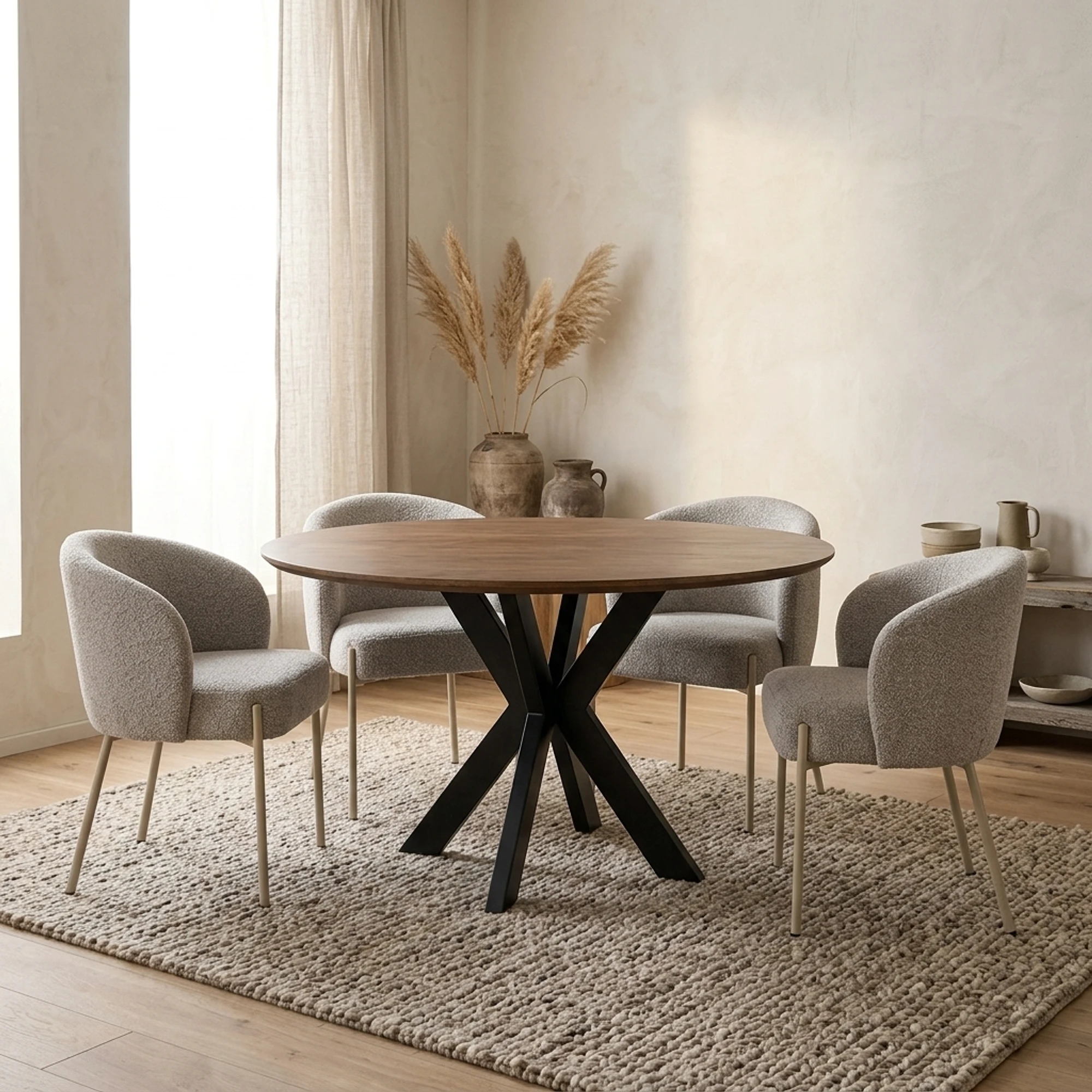 Eetkamertafel Ø150, Mango Brown Walnut