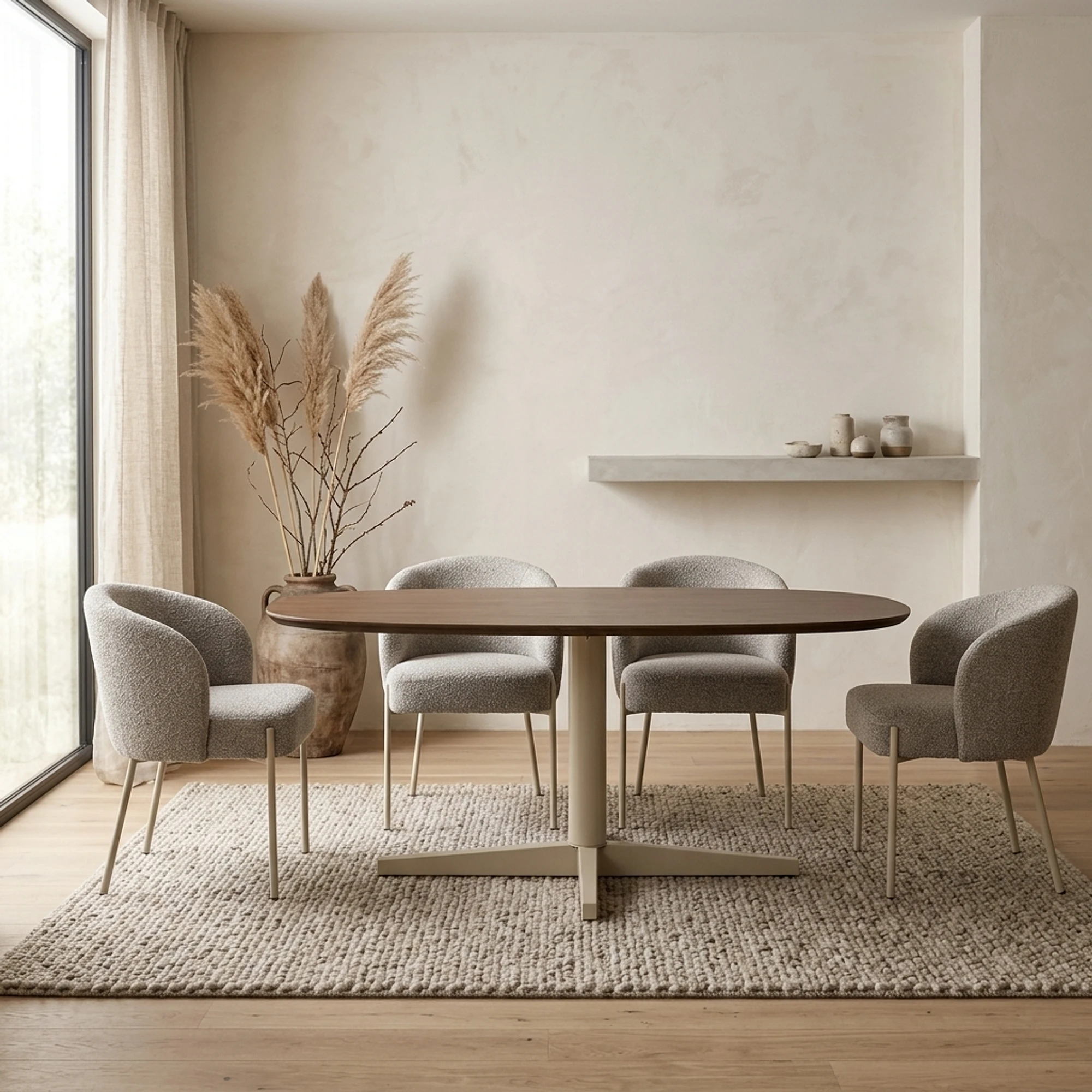 Eetkamertafel 160, organisch, poot Beige, Mango Brown Walnut - My Sons