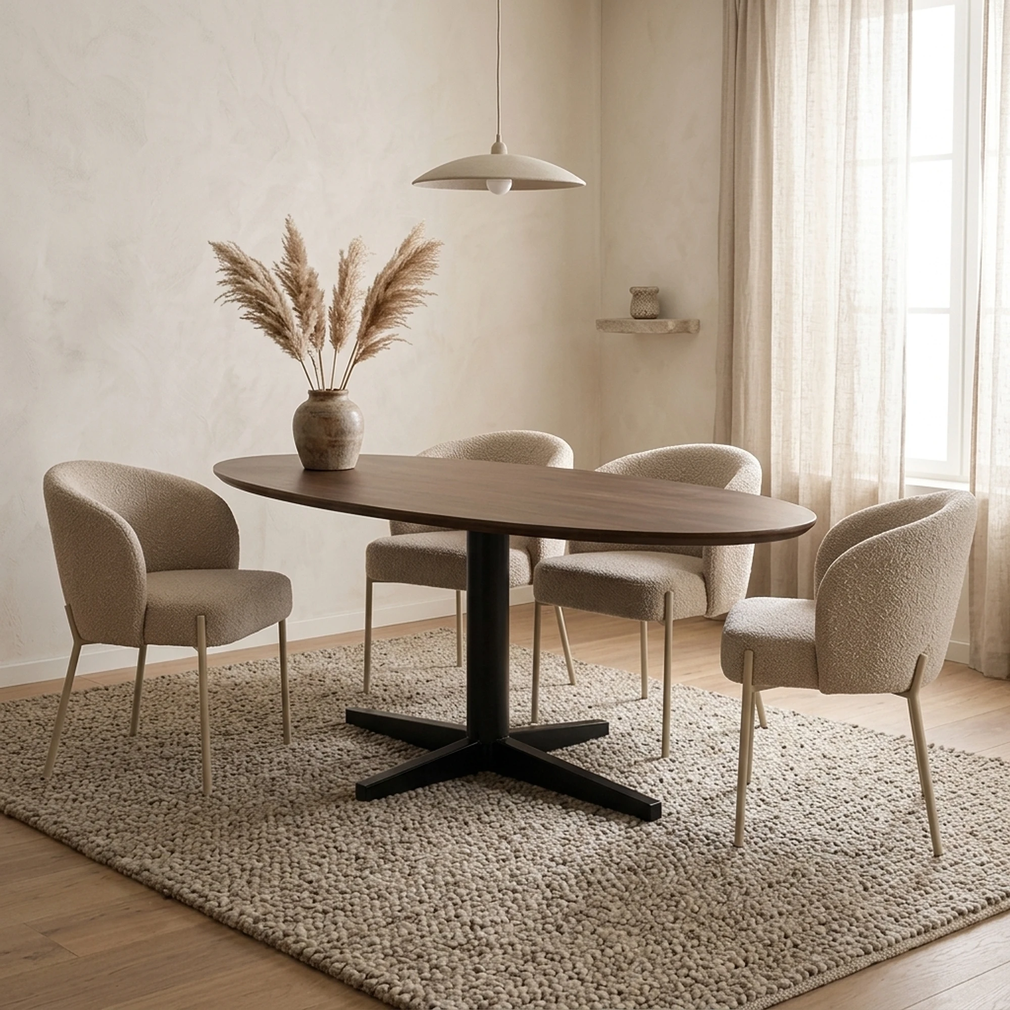 Eetkamertafel 160, organisch, poot Black, Mango Brown Walnut - My Sons