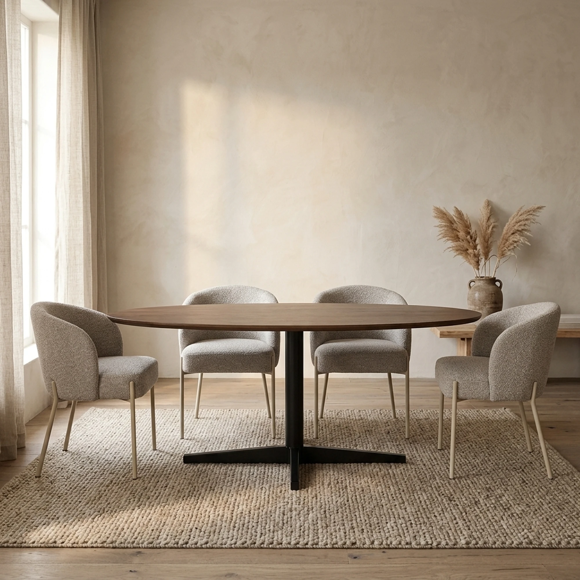 Eetkamertafel 160, ovaal, poot Black, Mango Brown Walnut - My Sons