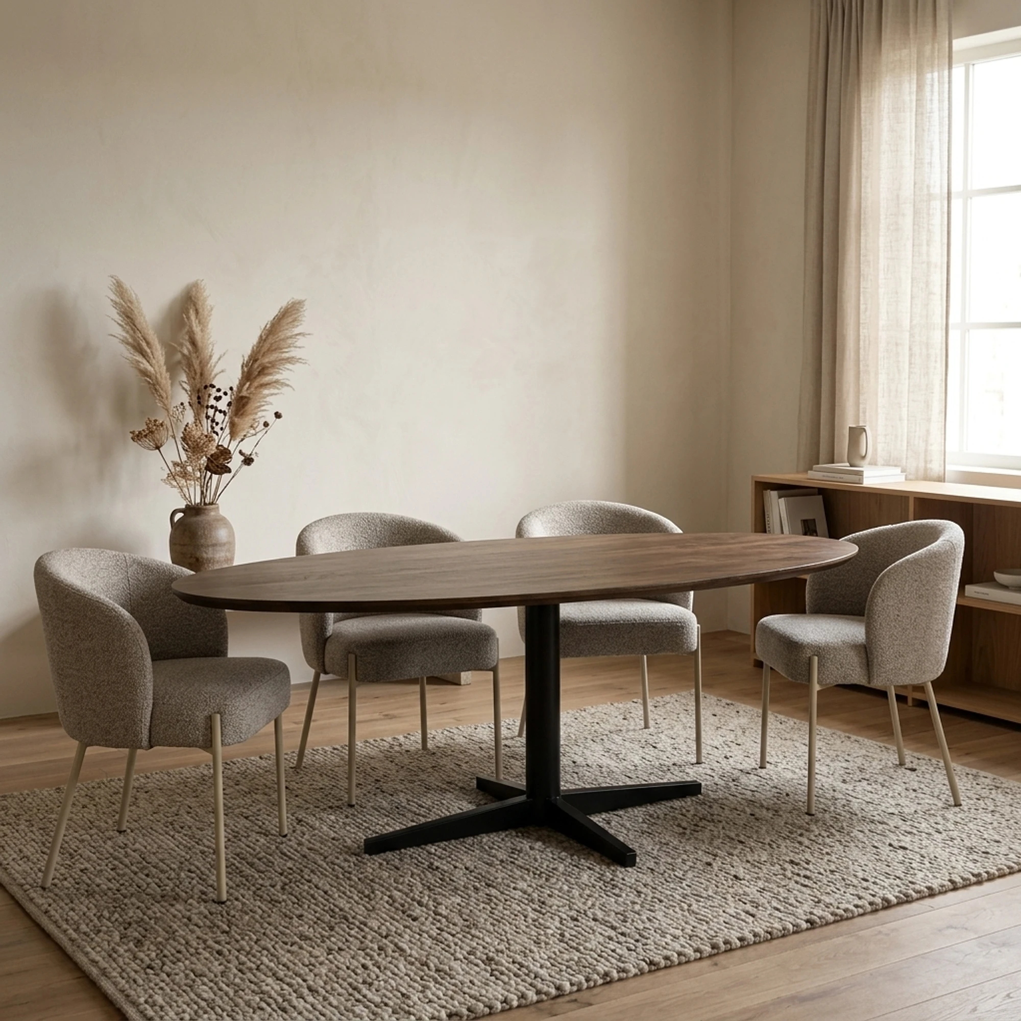 Eetkamertafel 220, ovaal, poot Black, Mango Brown Walnut - My Sons