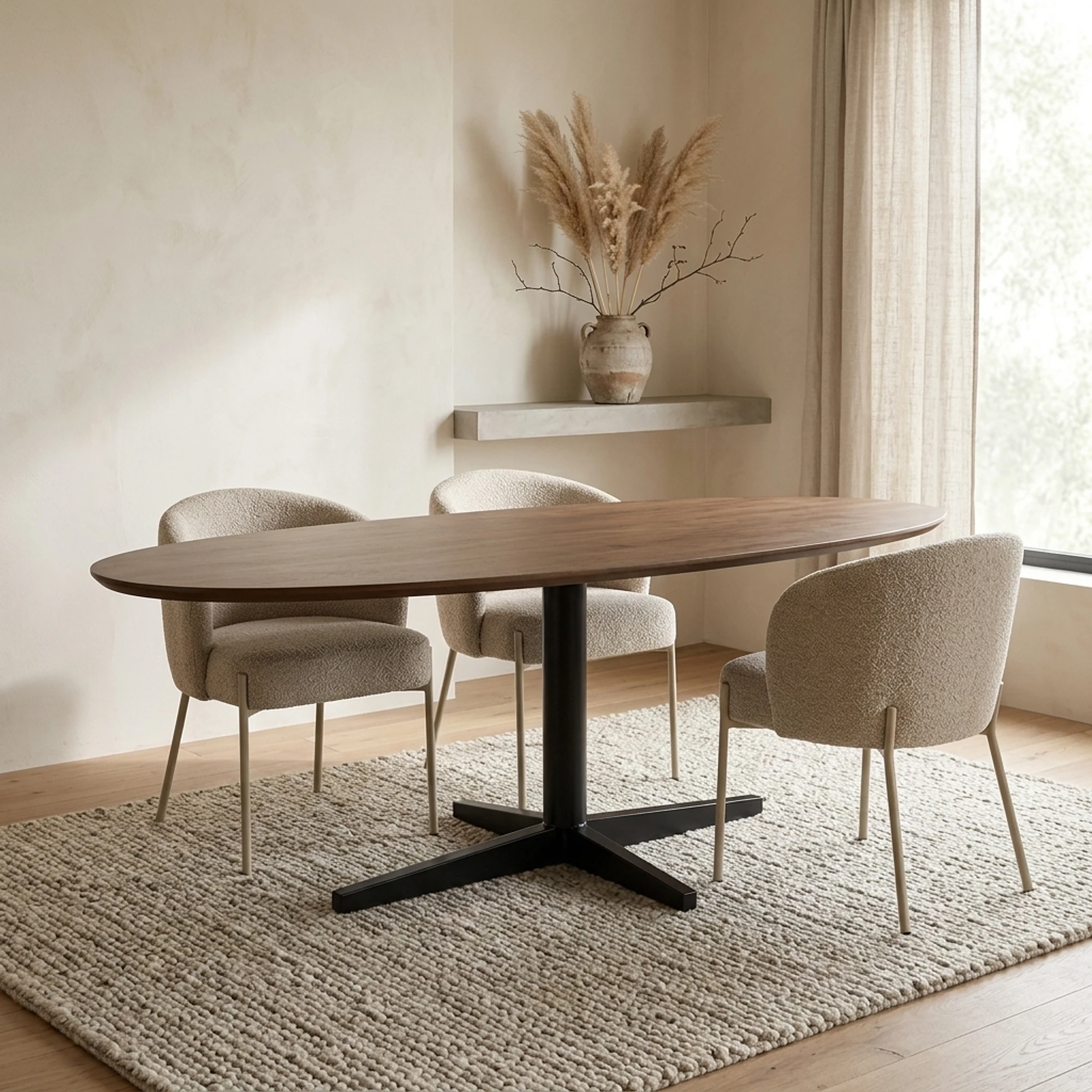 Eetkamertafel 240, organisch, poot Black, Mango Brown Walnut - My Sons