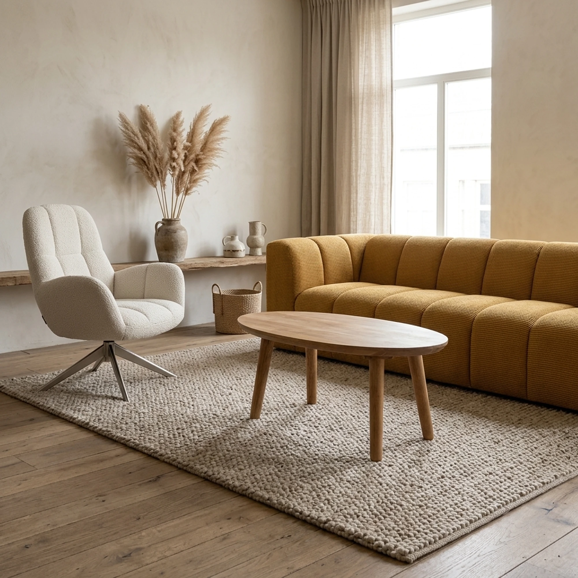 Hamburg salontafel ovaal 60, H32, Smooth Natural - My Sons
