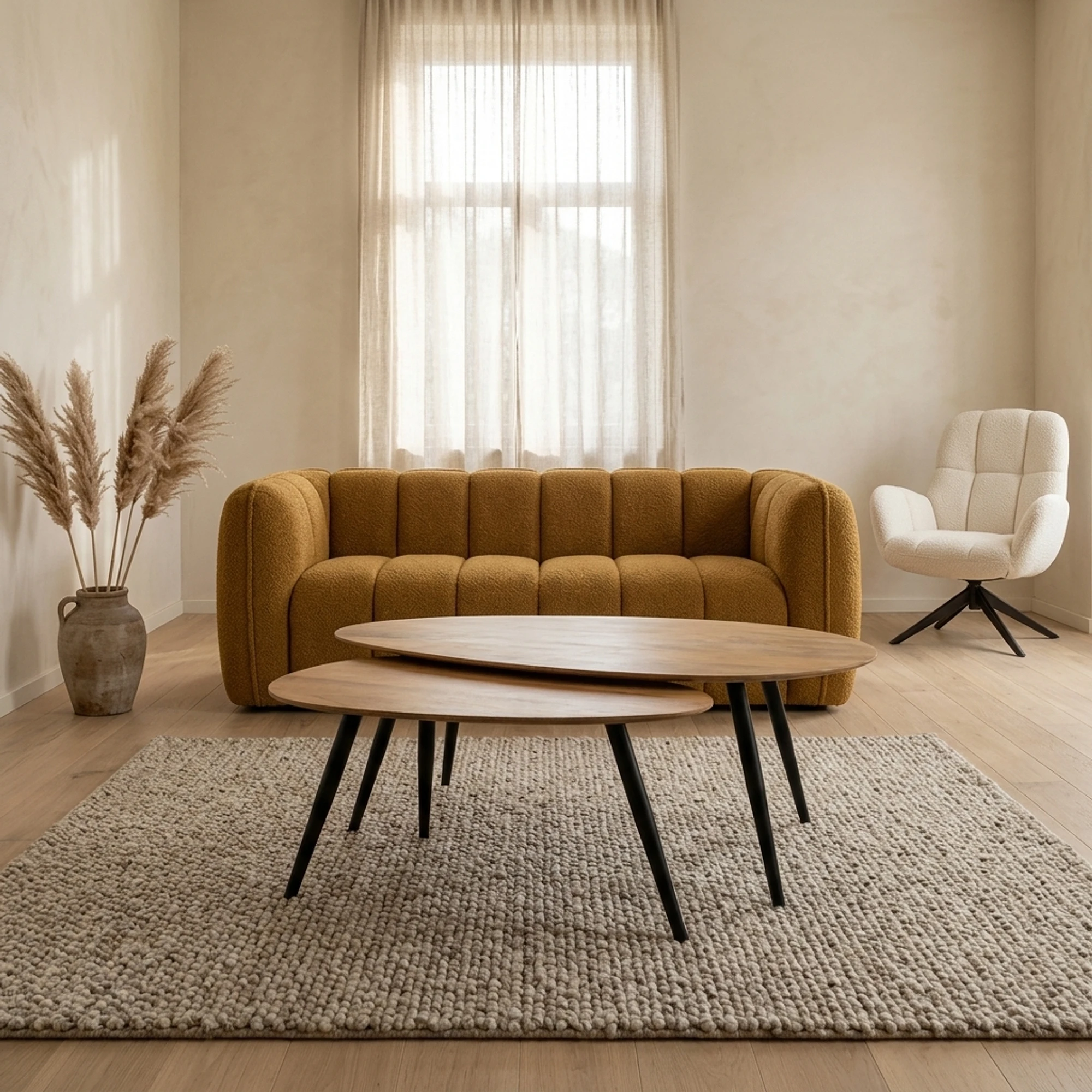 Kassel salontafel organisch, set van 2, Smooth Natural (17mm) - My Sons