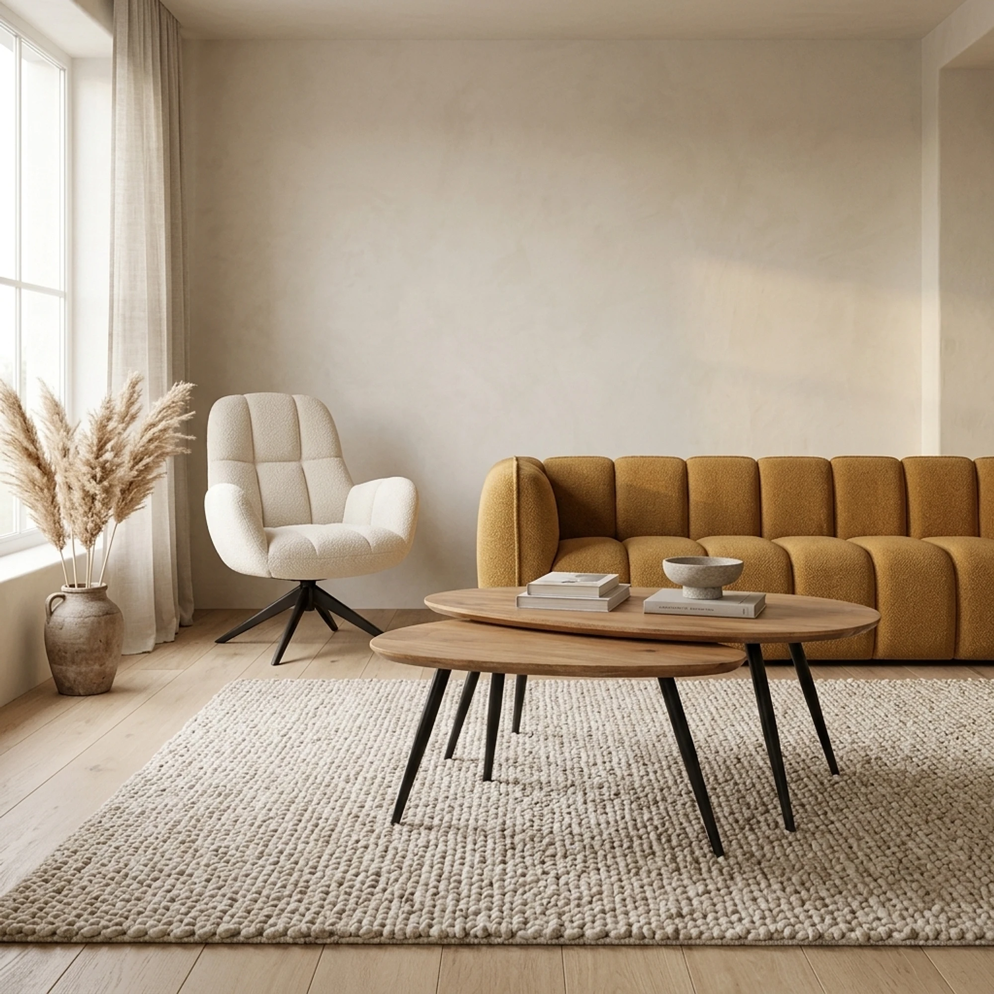 Kassel salontafel organisch, set van 2, Smooth Natural (25mm) - My Sons
