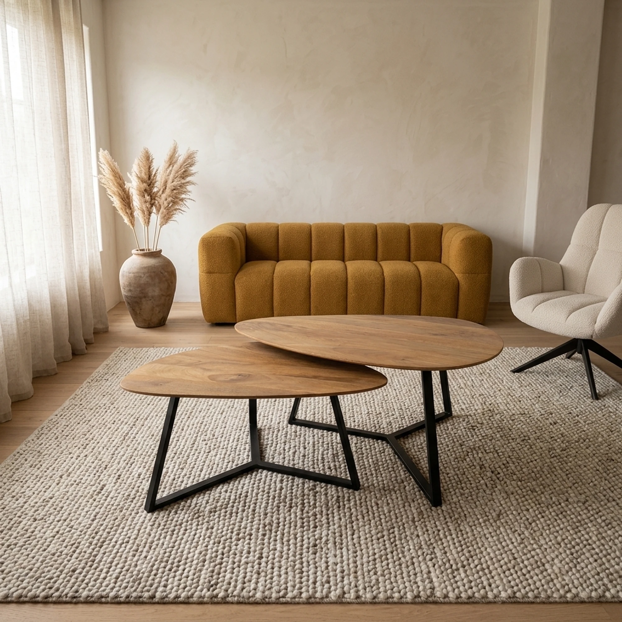Keulen salontafel organisch, set van 2, Smooth Natural - My Sons
