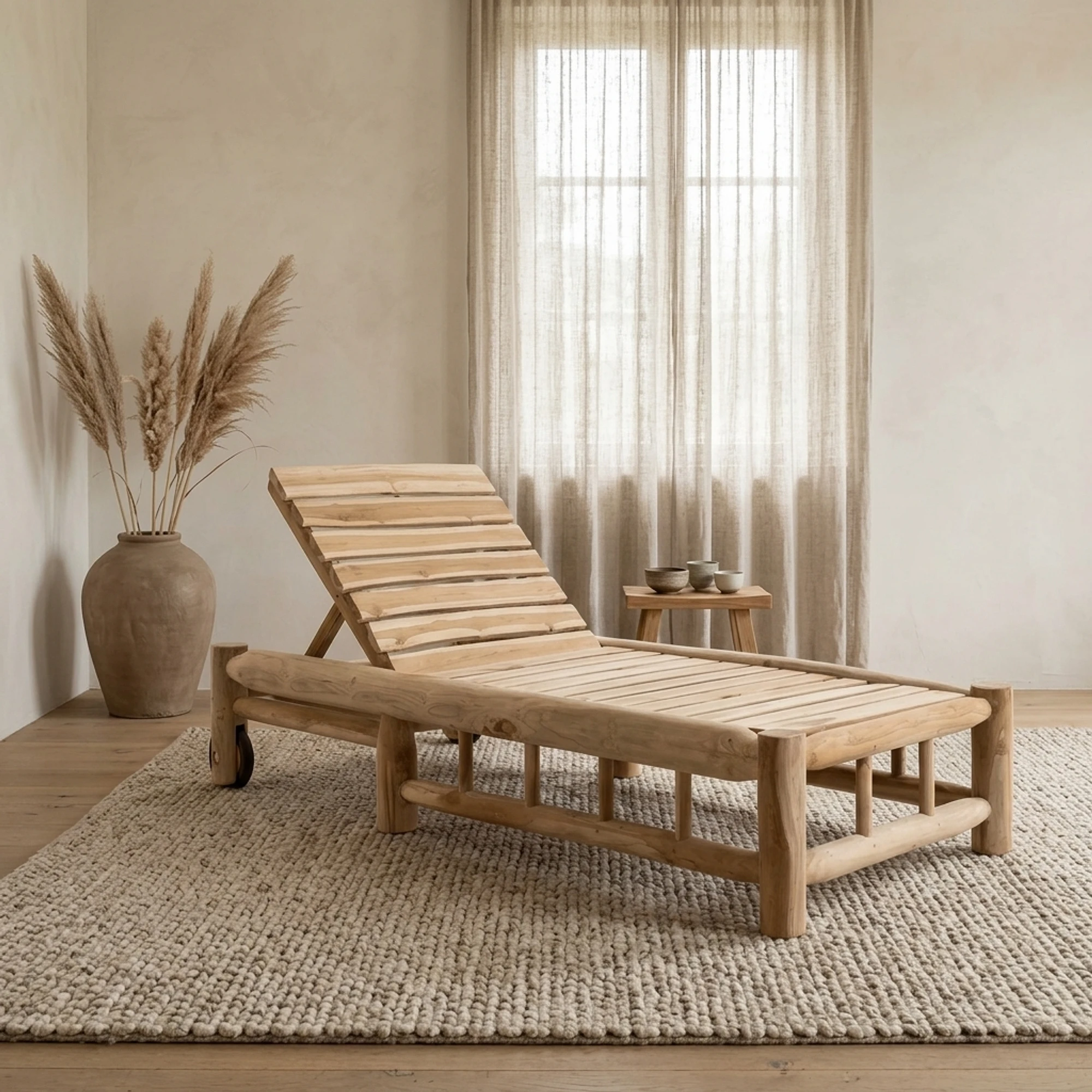 Liegestuhl mit Rollen Barney Teak