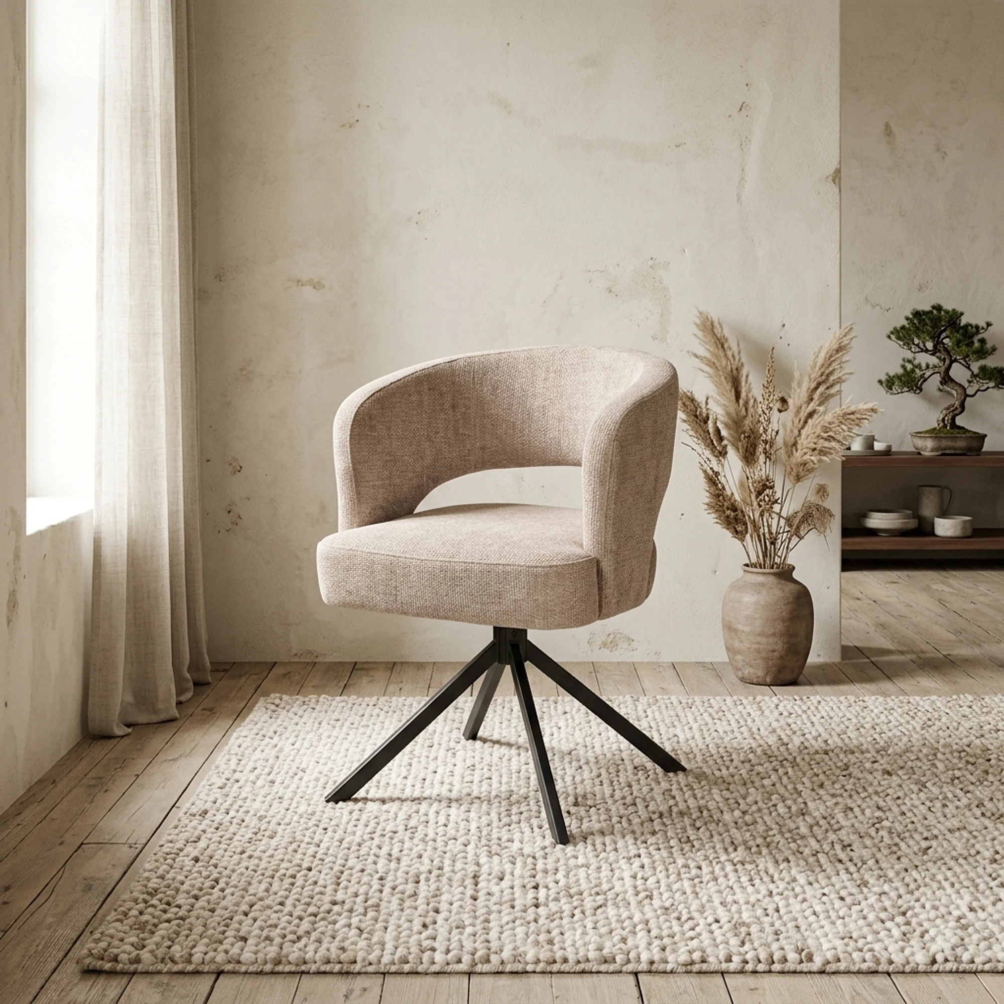 Mura Sessel - Stoff Haga 30 beige (drehbar)