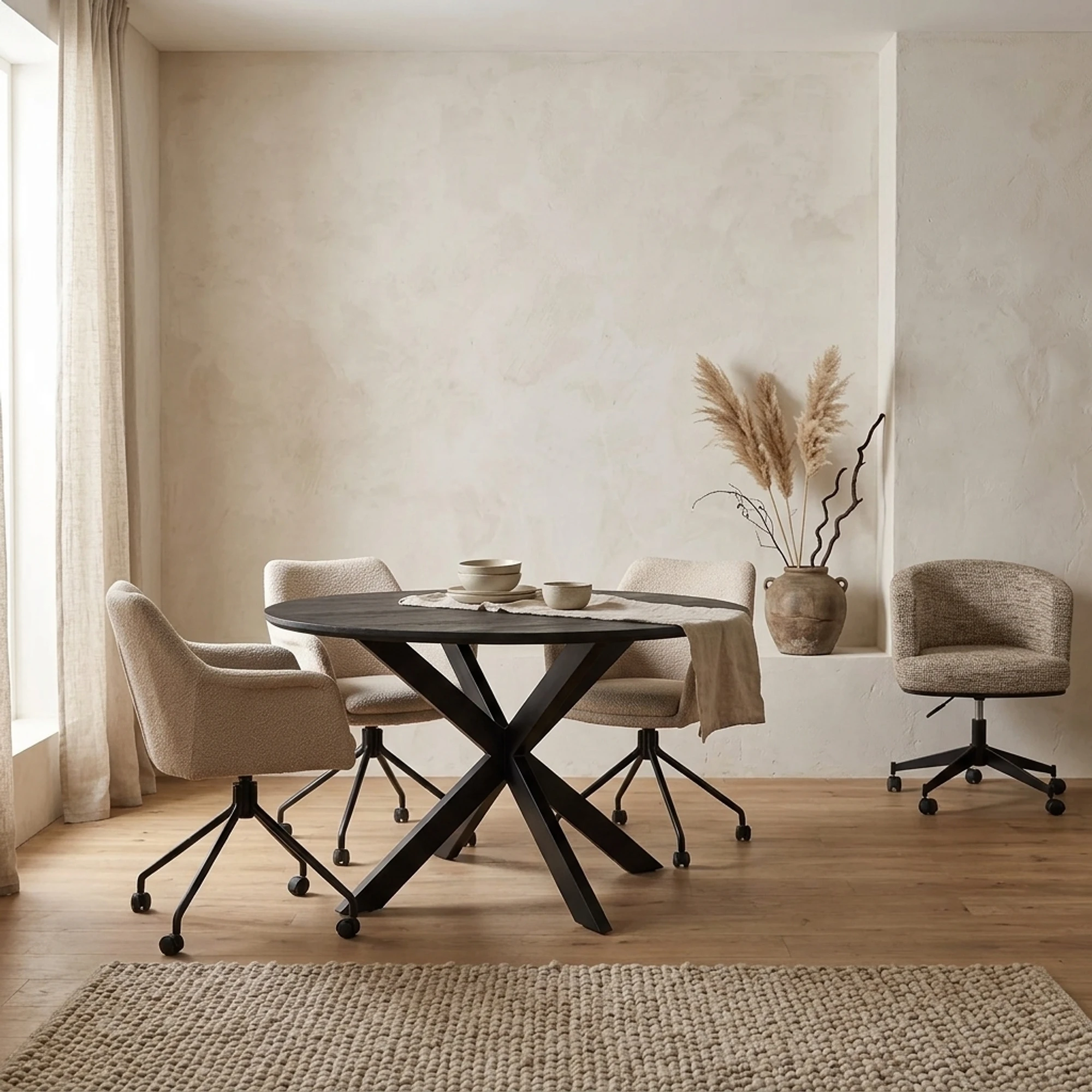 Runder Esstisch New York, schwarz, Mangoholz, 120 cm