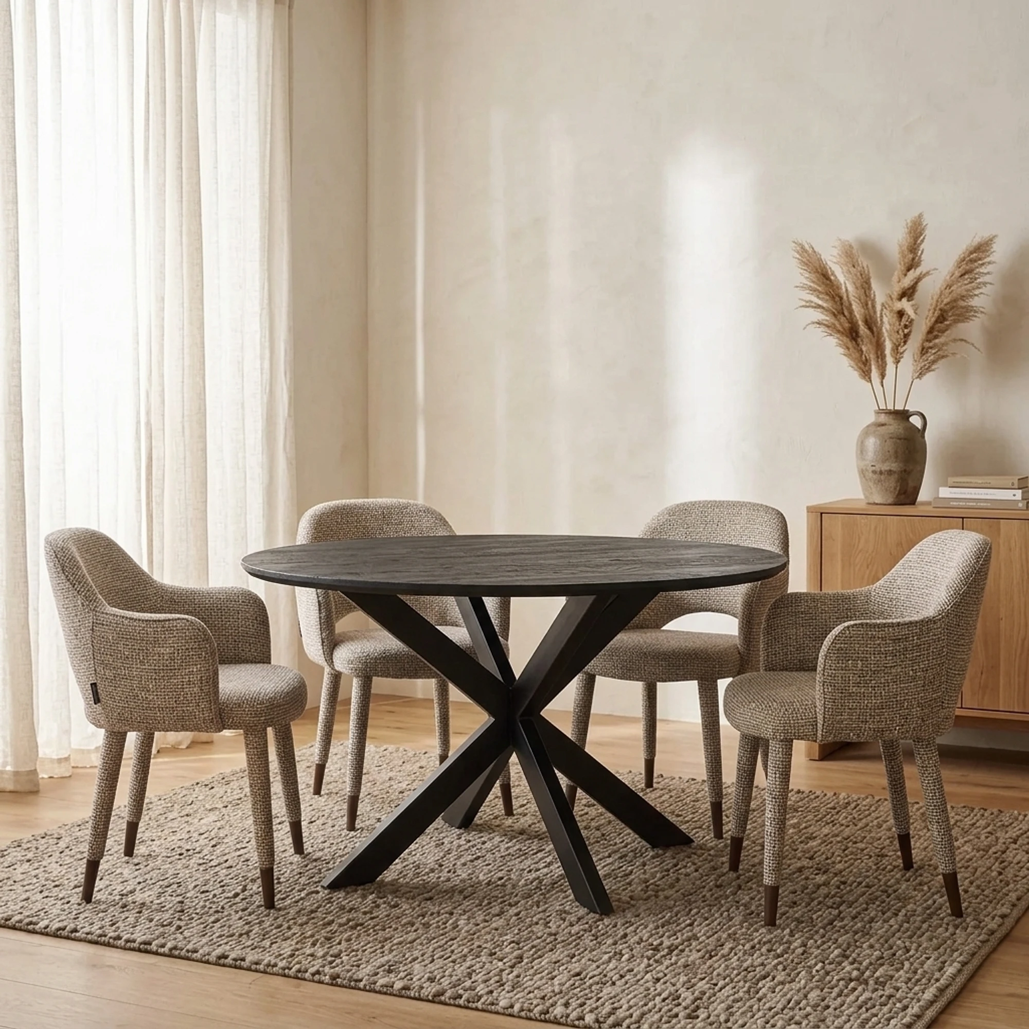 Runder Esstisch New York, schwarz, Mangoholz, 150 cm