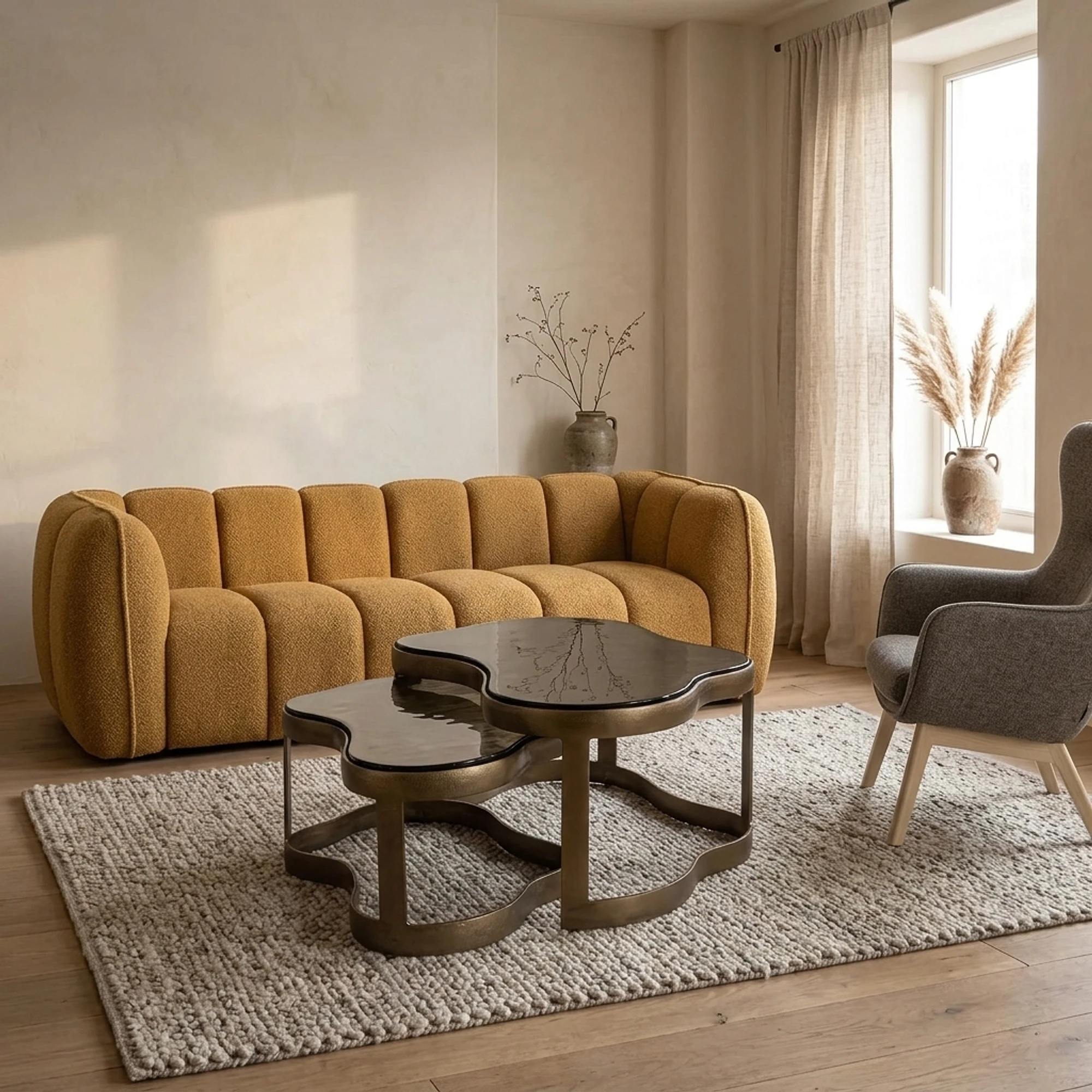 Couchtisch Fairfield Messing antik (2er Set)