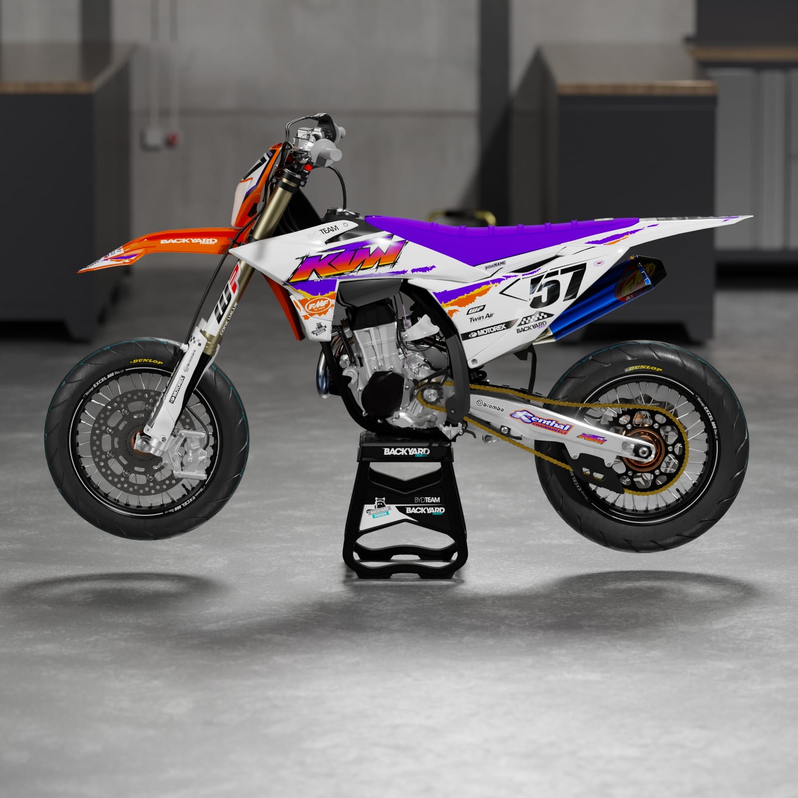 KTM EXC Supermoto Graphics Kit 2026–2027 – Retro, White/Grey