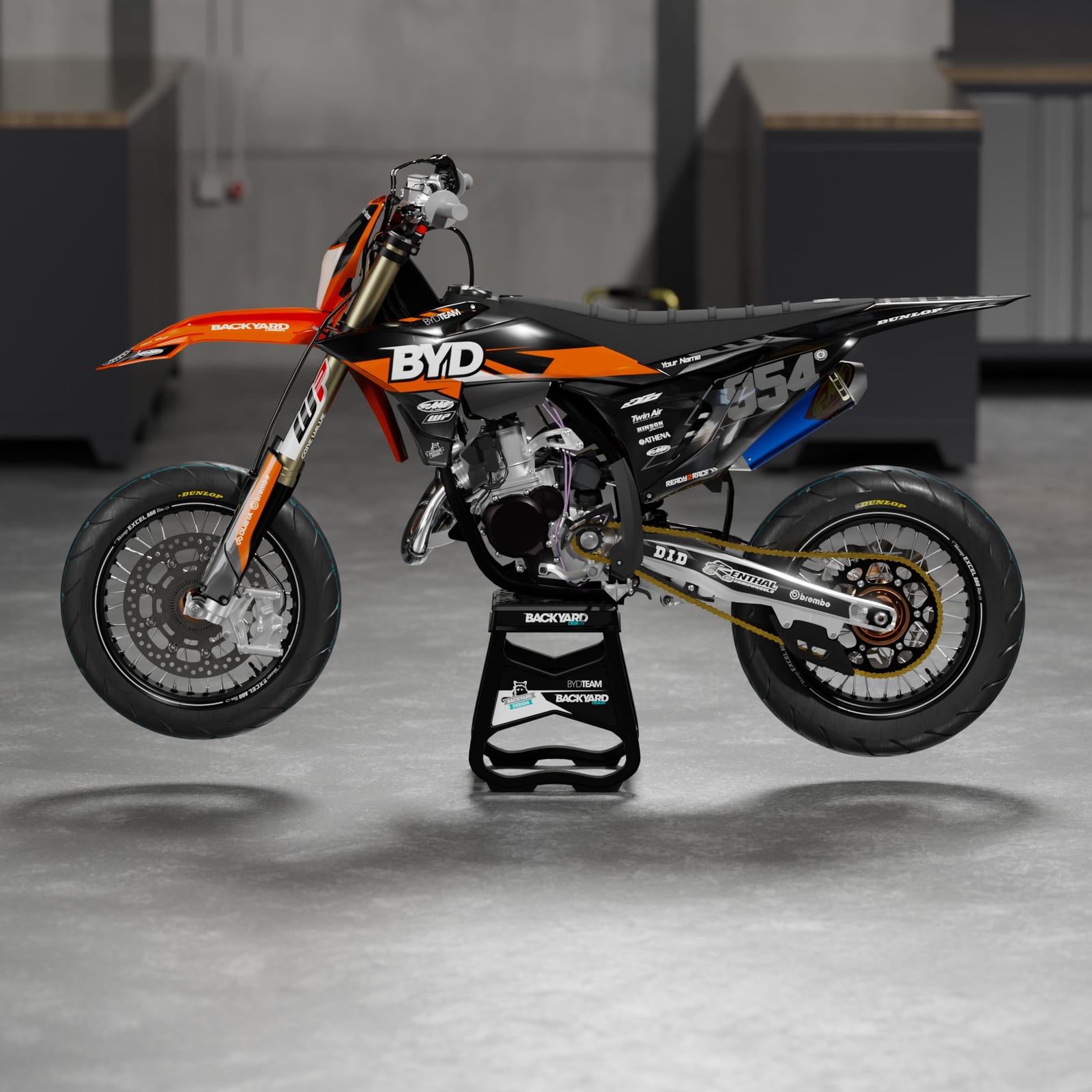 KTM EXC/EXC-F SM Vented Graphics Kit 2026–2027 – Black/Gray