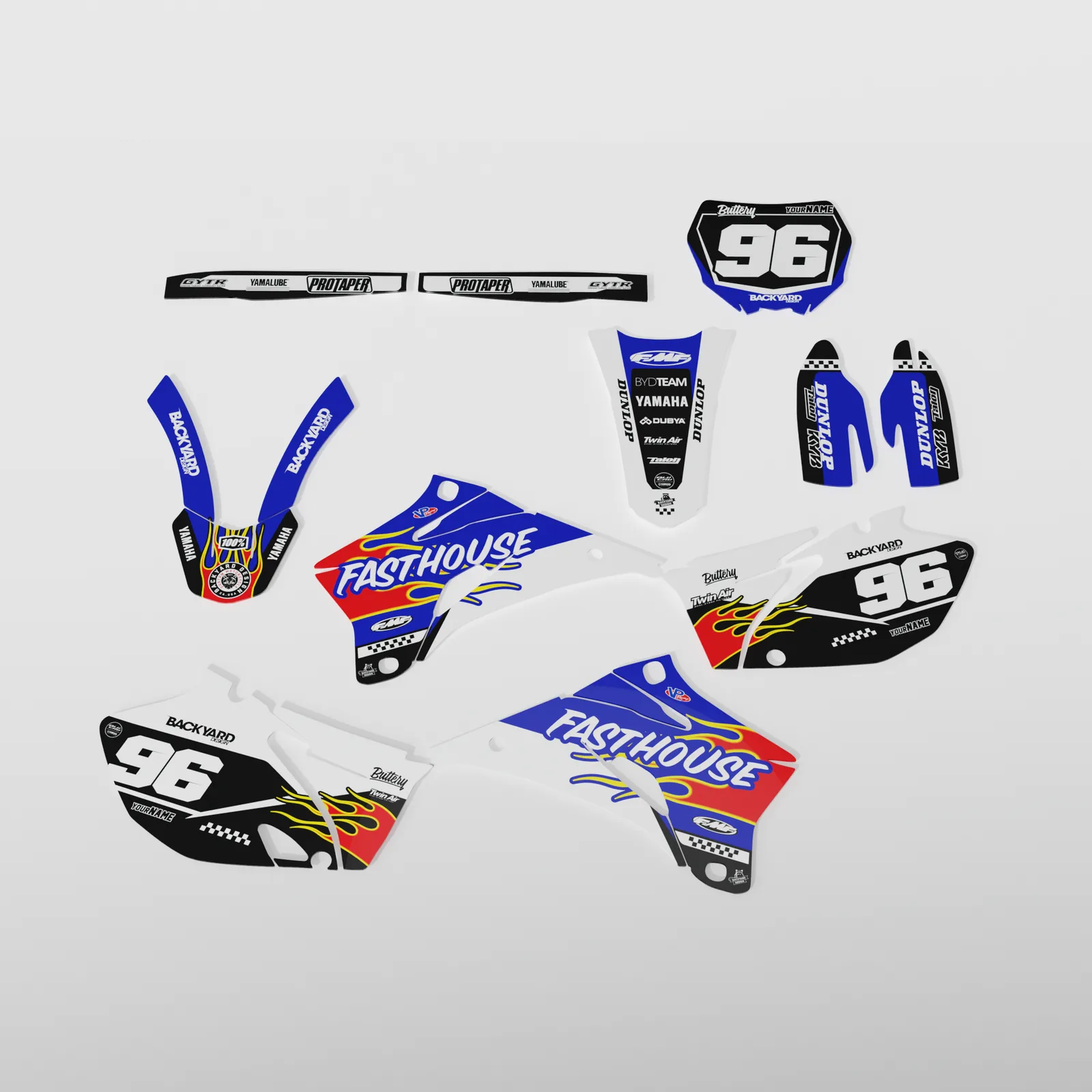 Yamaha YZ 250 F Graphics Kit 2009 – Black/White/Blue