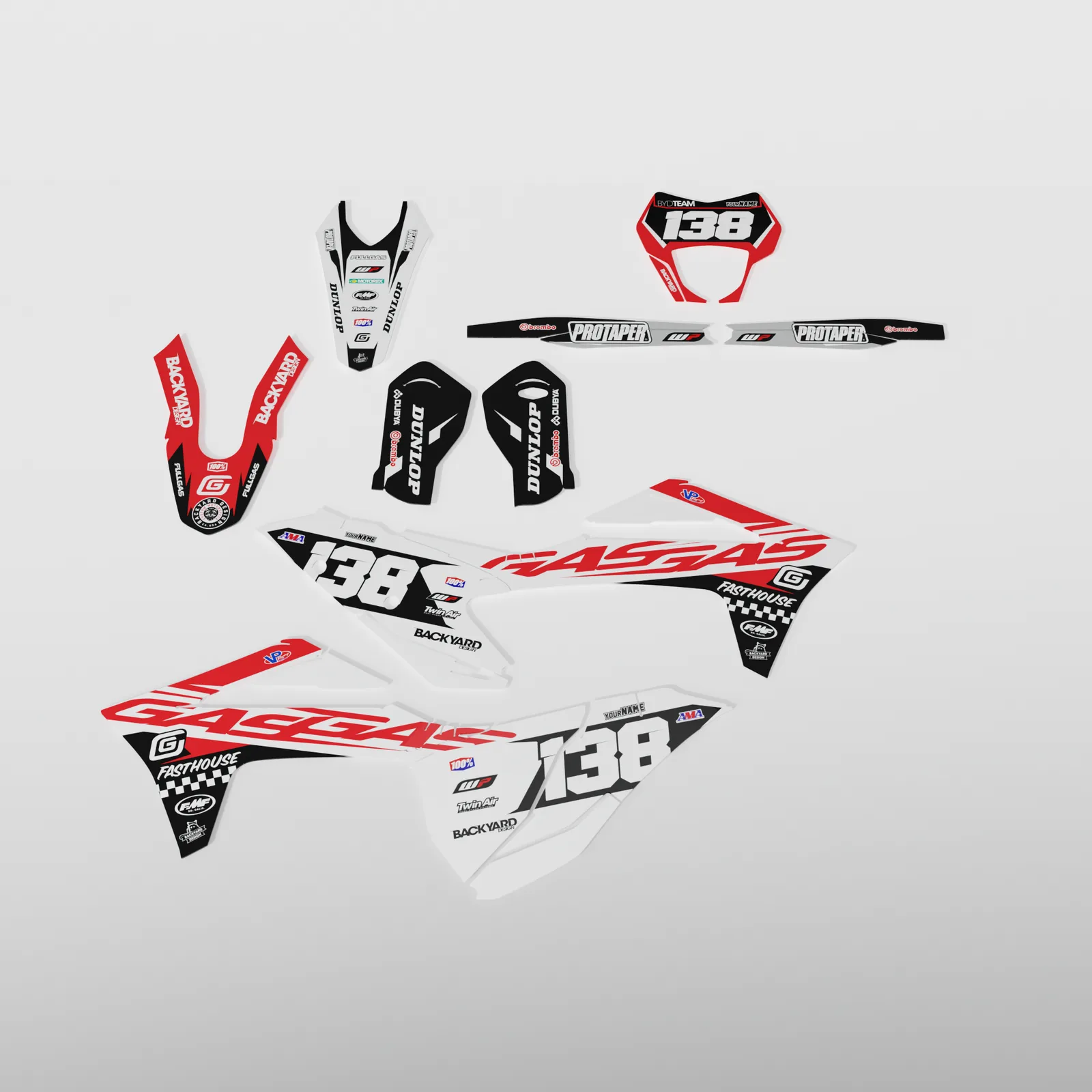 GasGas EC SM Vented Graphics Kit 2021–2023 – Black/Red