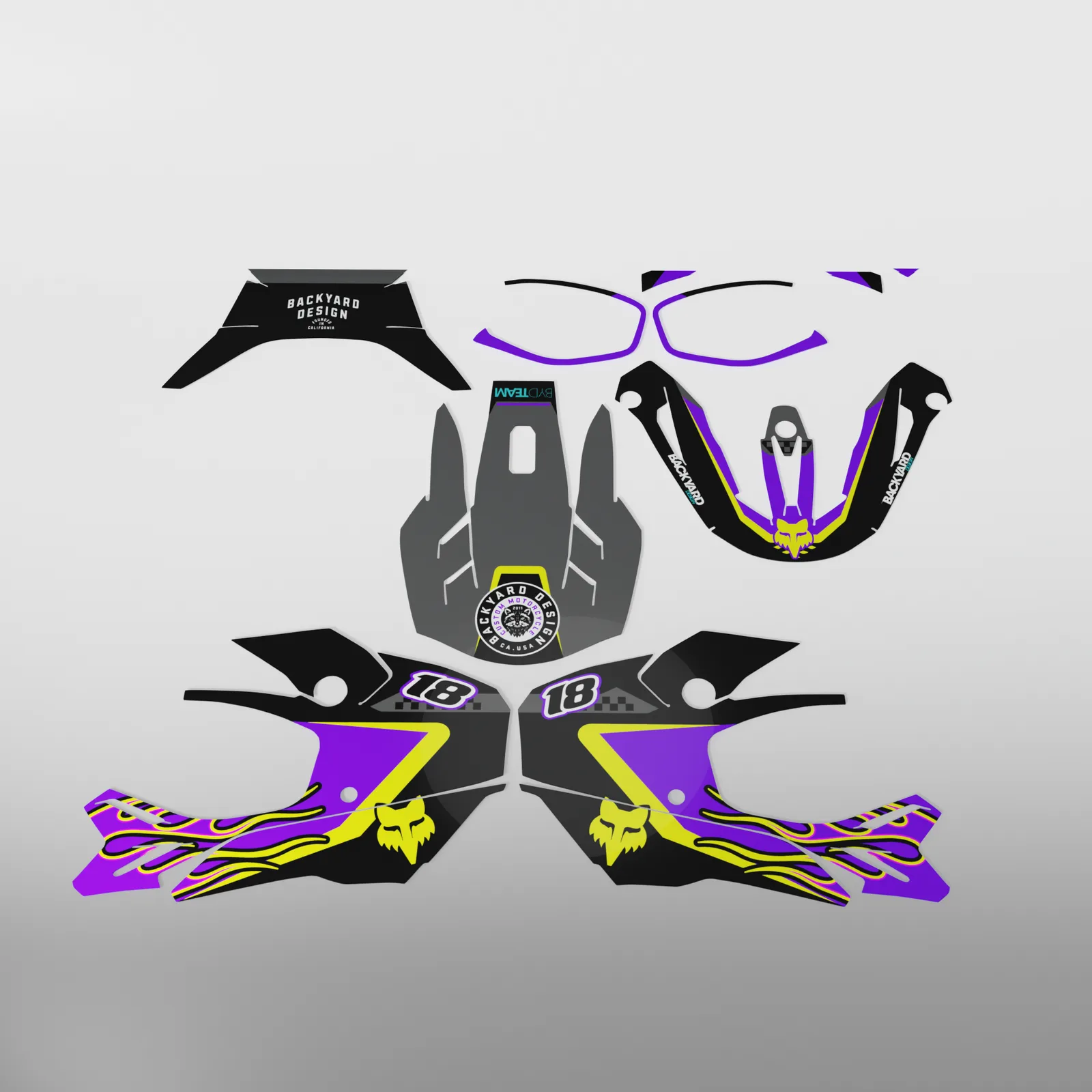 Fox V3RS/V3 M Helmet Wrap – Black/Grey/Purple 2024–2027