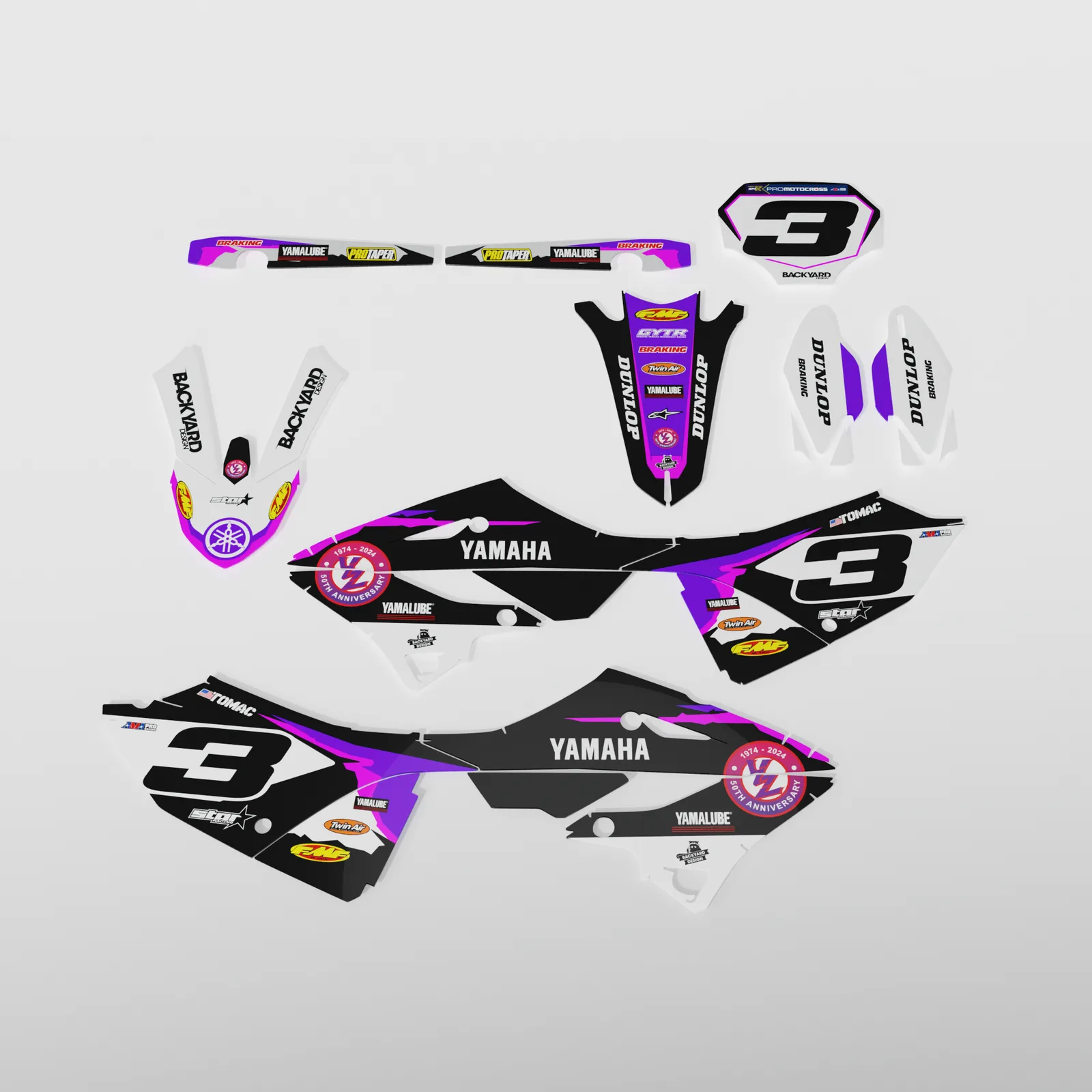 Yamaha YZ 125/250 23-25 Front Graphics Kit 2023–2027 – White