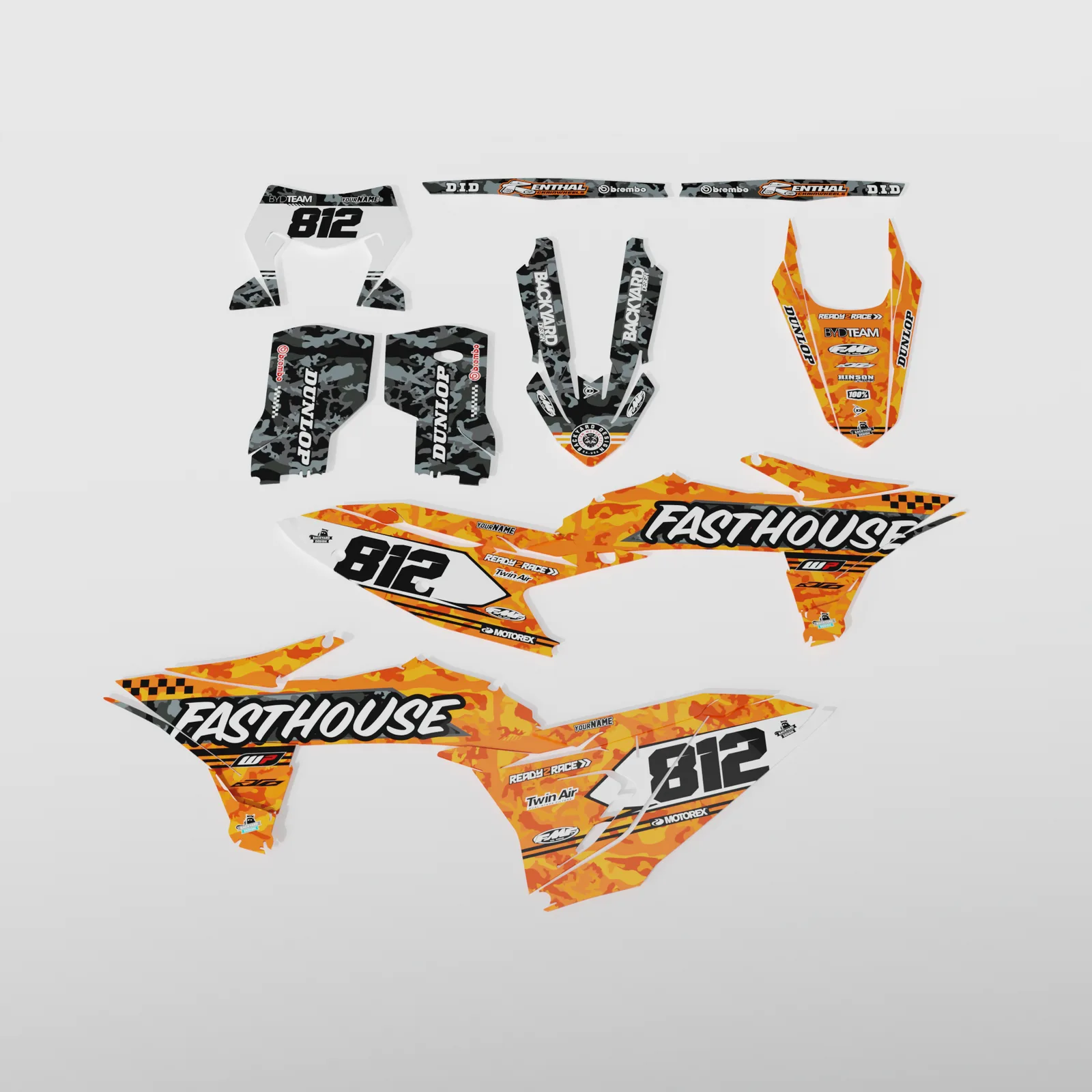 KTM EXC/EXC-F SM Vented Graphics Kit 2026–2027 – Camo, Black