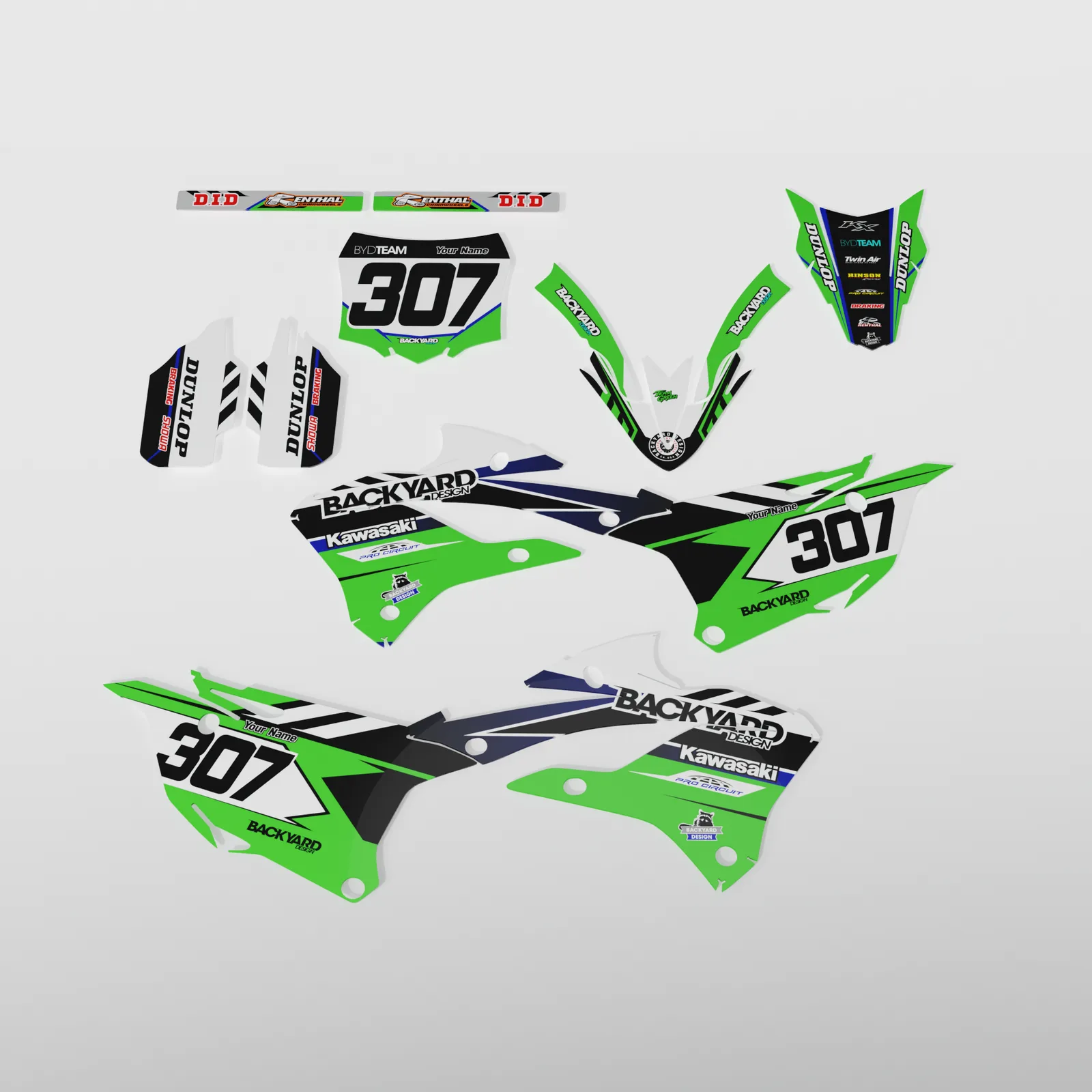 Kawasaki KX 85 Graphics Kit 2022–2025 – Black/Green/White