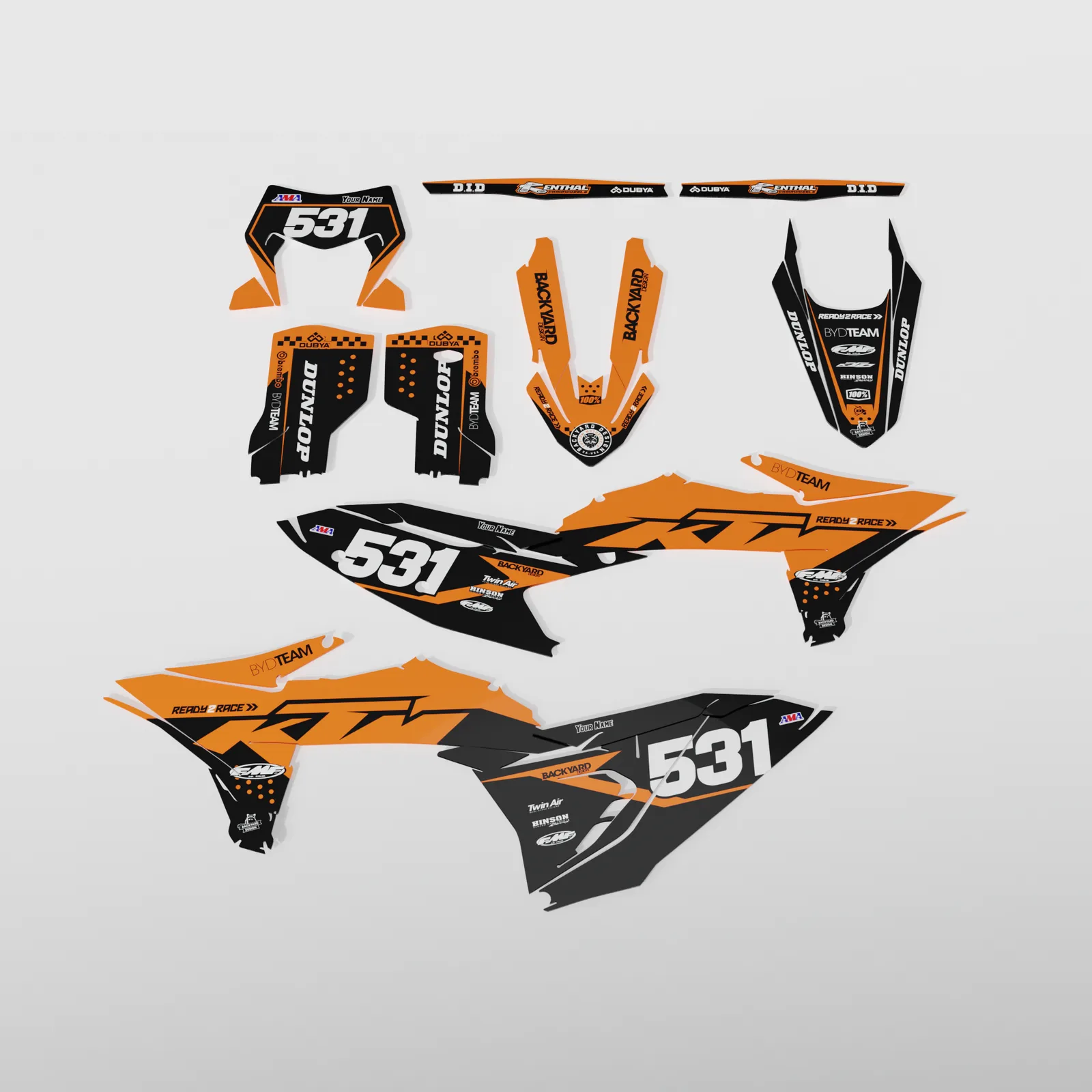 KTM EXC Vented Graphics Kit 2026–2027 – Black/Orange