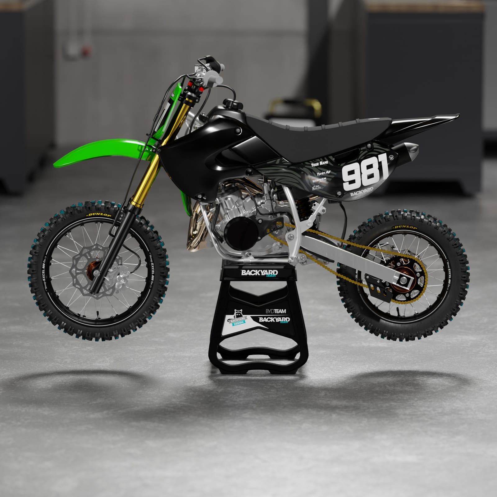 Kawasaki KX 65 Number Plate Graphics 2000–2027 – Black/Green