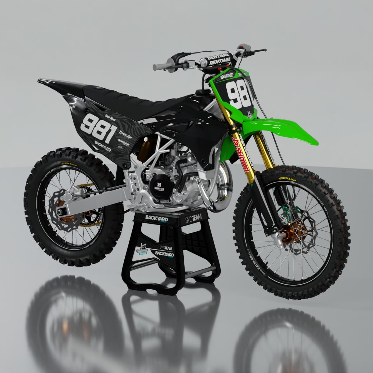 Kawasaki KX 85 Number Plate Graphics 2026–2027 – Black/Green