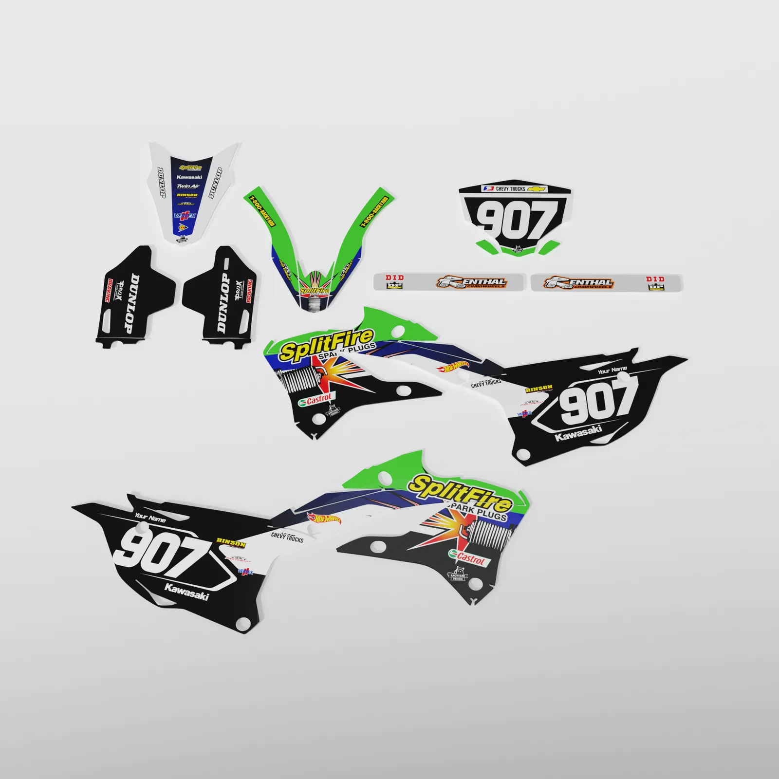 Kawasaki KX 85 Graphics Kit 2026–2027 – Splitfire, Black