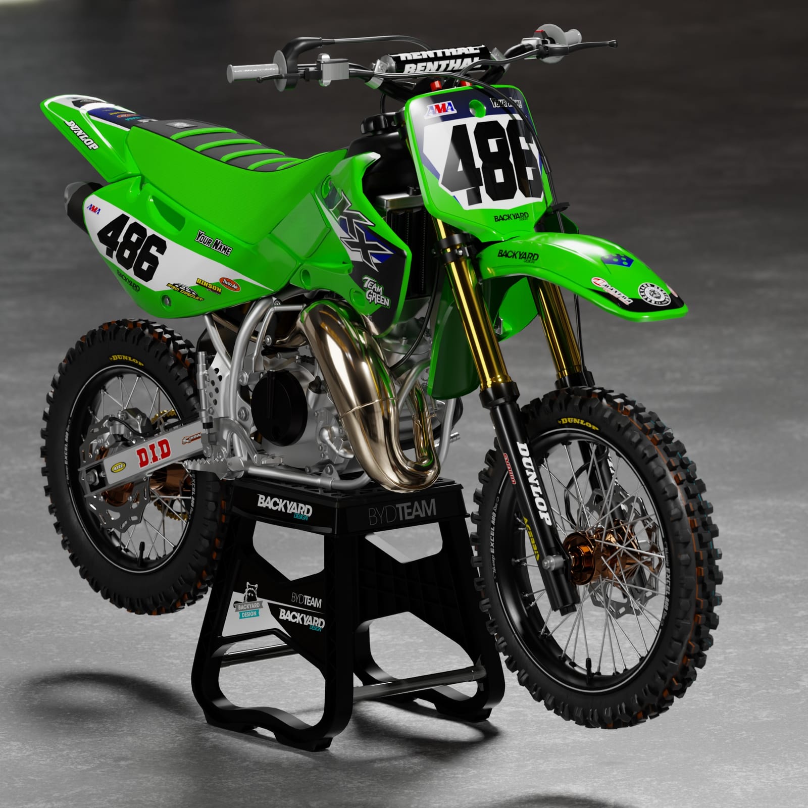 Kawasaki KX 65 Graphics Kit 2003–2005 – Green/Black/White