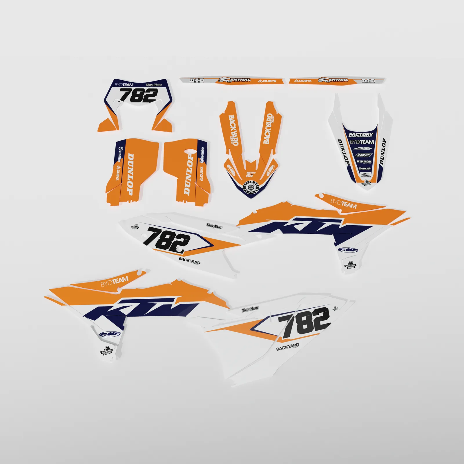 KTM EXC/EXC-F Supermoto Graphics Kit 2026–2027 – Orange/Blue