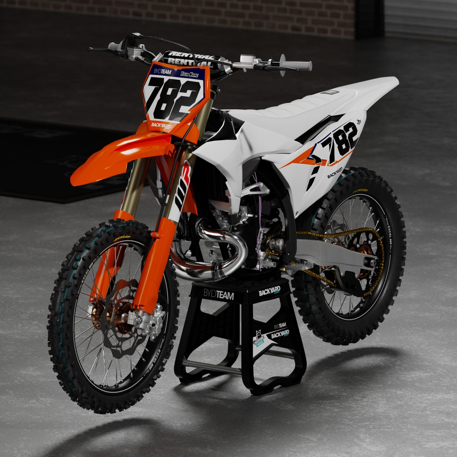 KTM SX Vented Number Plate Graphics 2025–2027 – Orange/Blue
