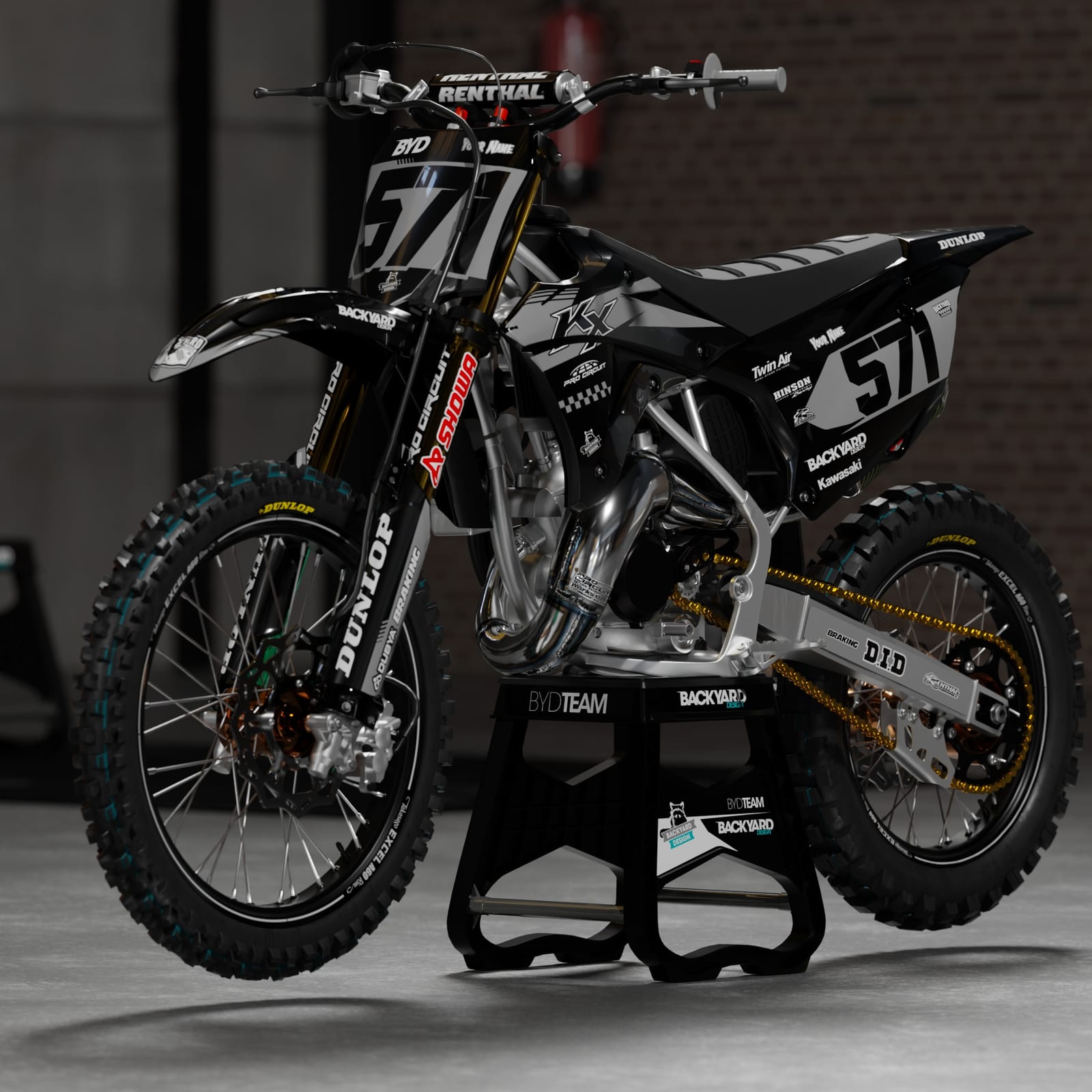 Kawasaki KX 85 / 100 2014–2021 Graphics Kit – Black/Gray