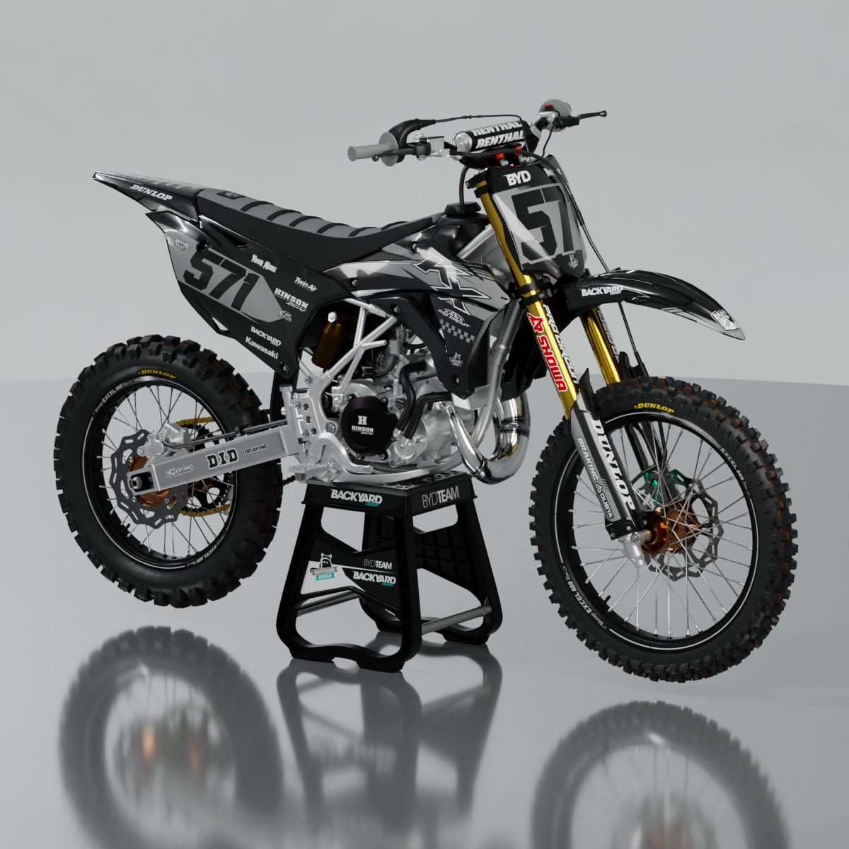Kawasaki KX 85 / 100 2014–2021 Graphics Kit – Black/Gray