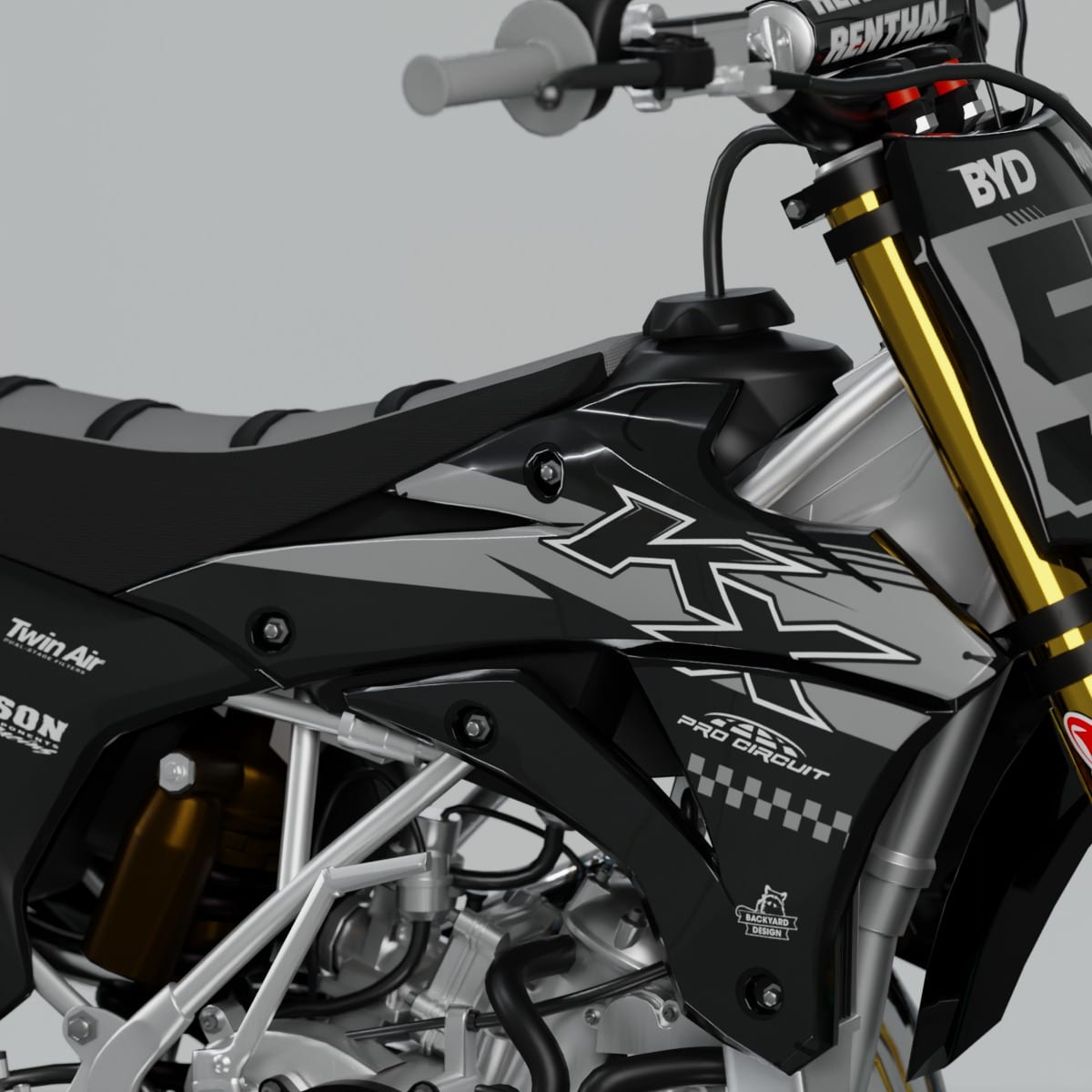 Kawasaki KX 85 / 100 2014–2021 Graphics Kit – Black/Gray