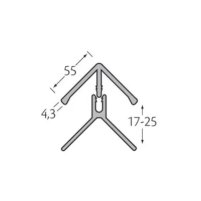 Tekening Kerrafront 2-delig hoekprofiel 17mm inw