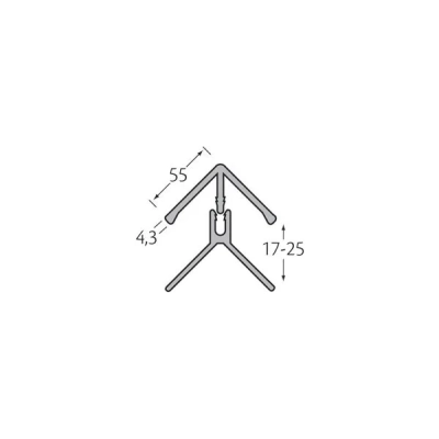 Tekening Eurotexx 2-delig hoekprofiel 17mm inw