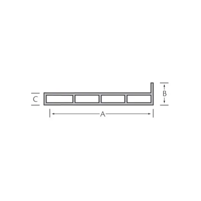 Tekening Kamerprofiel met haakse lip 100x30x15mm