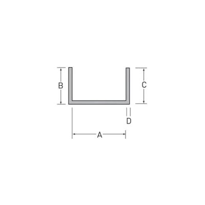 Tekening U-profiel 18 x 18 x 18 x 1,5 mm