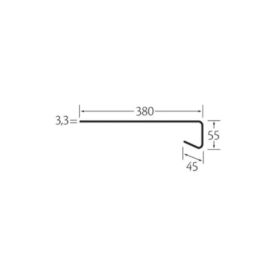 Tekening Milinboard overzetvensterbank 380mm