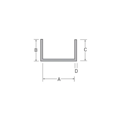 Tekening U-profiel 19 x 10 x 10 x 1,0 mm