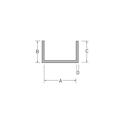 Tekening U-profiel 10 x 10 x 10 x 1,0 mm