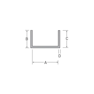 Tekening U-profiel 41 x 20 x 20 x 1,2 mm