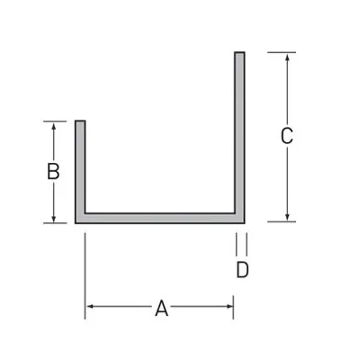 Tekening Ongelijkz. U-profiel 10x20x37x1,0mm